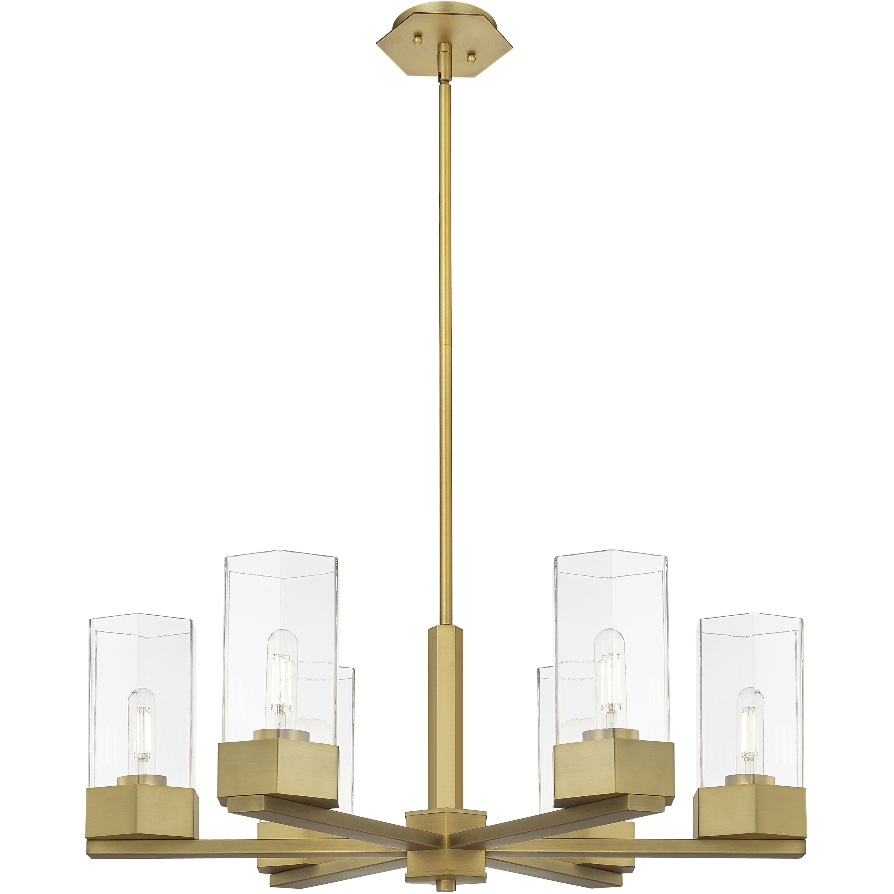Claverack 6 Light 28.38 inch Brushed Brass Chandelier Ceiling Light in Clear Glass