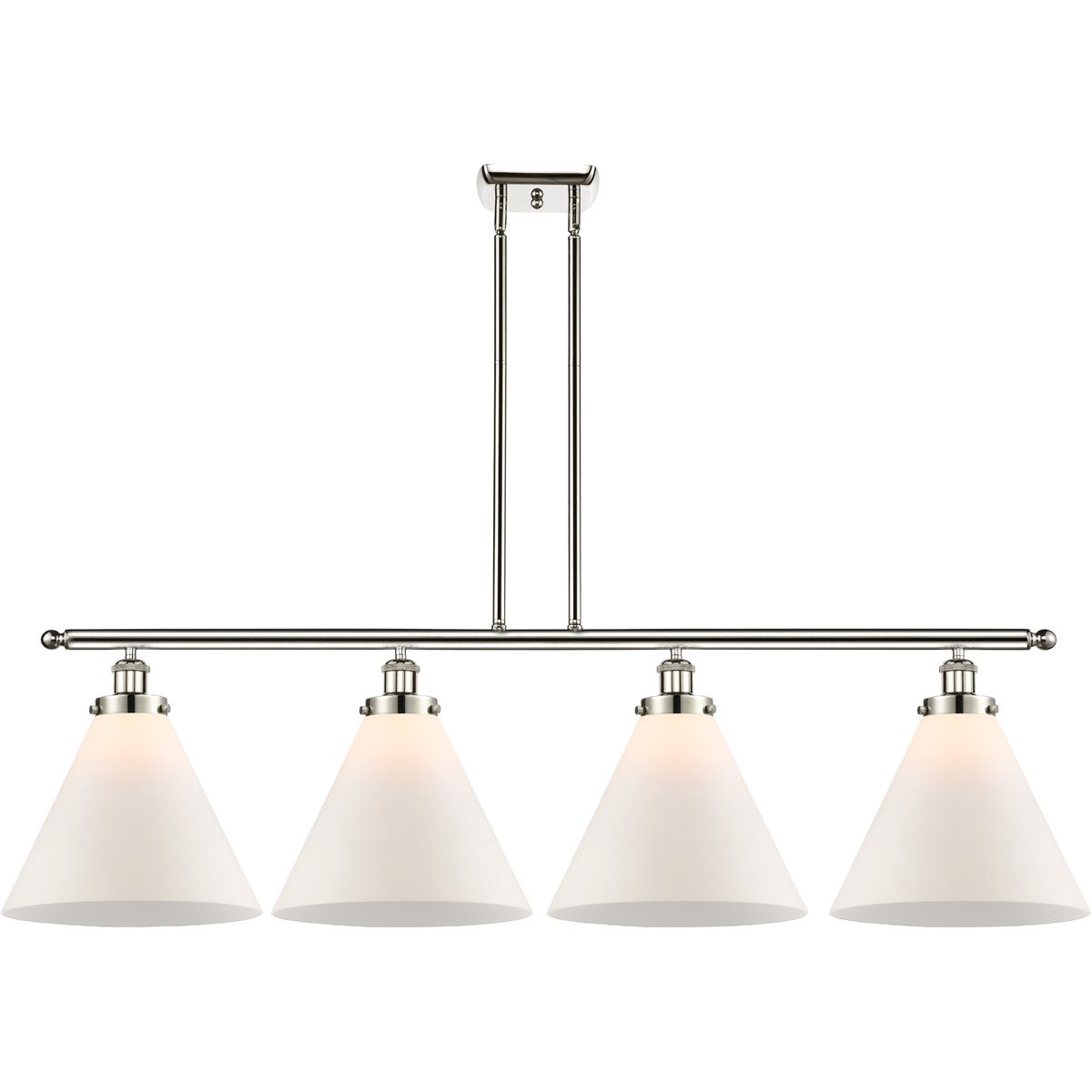 Ballston X-Large Cone 4 Light 48 inch Polished Nickel Island Light Ceiling Light in Matte White Glass