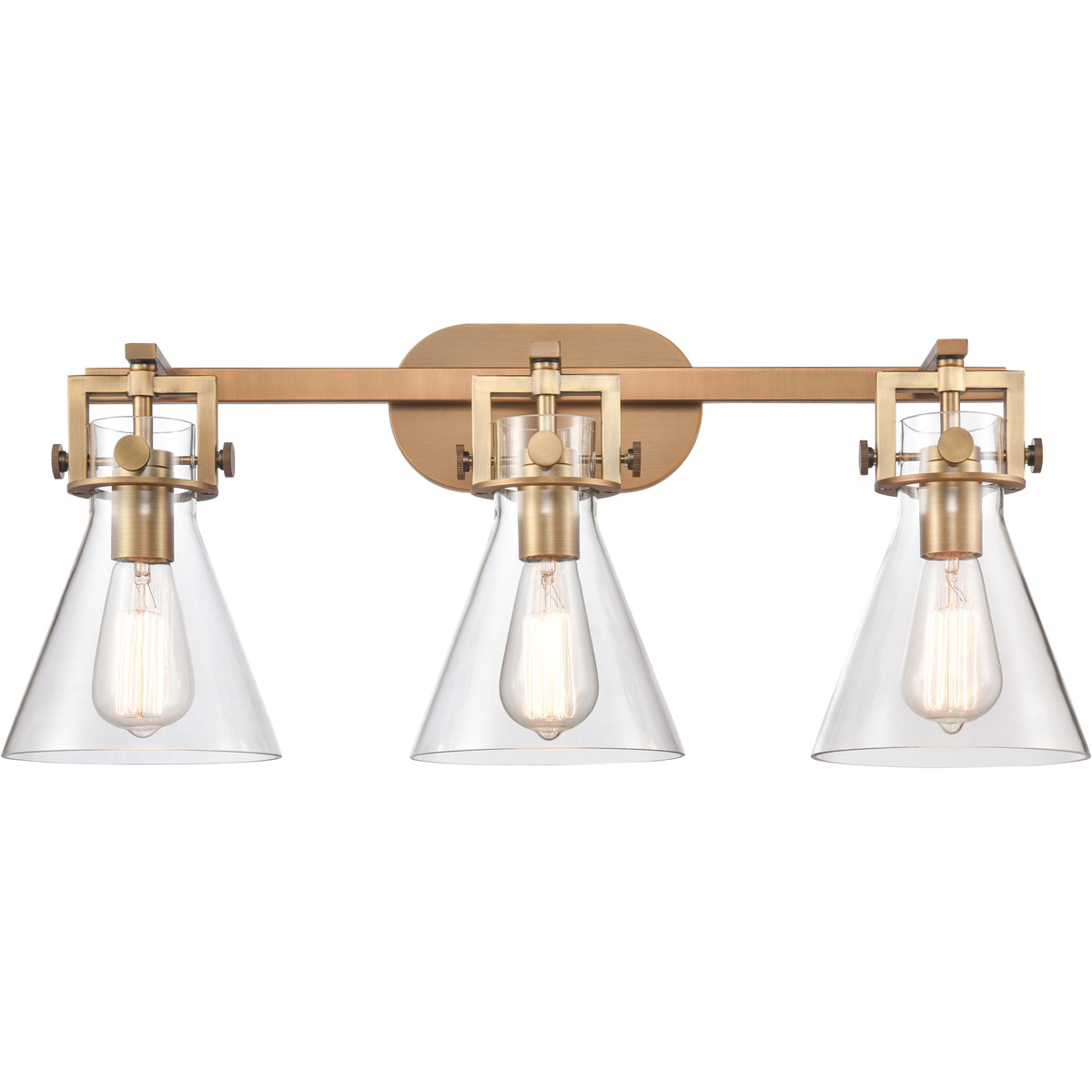 Newton Cone 3 Light 27 inch Brushed Brass Bath Vanity Light Wall Light