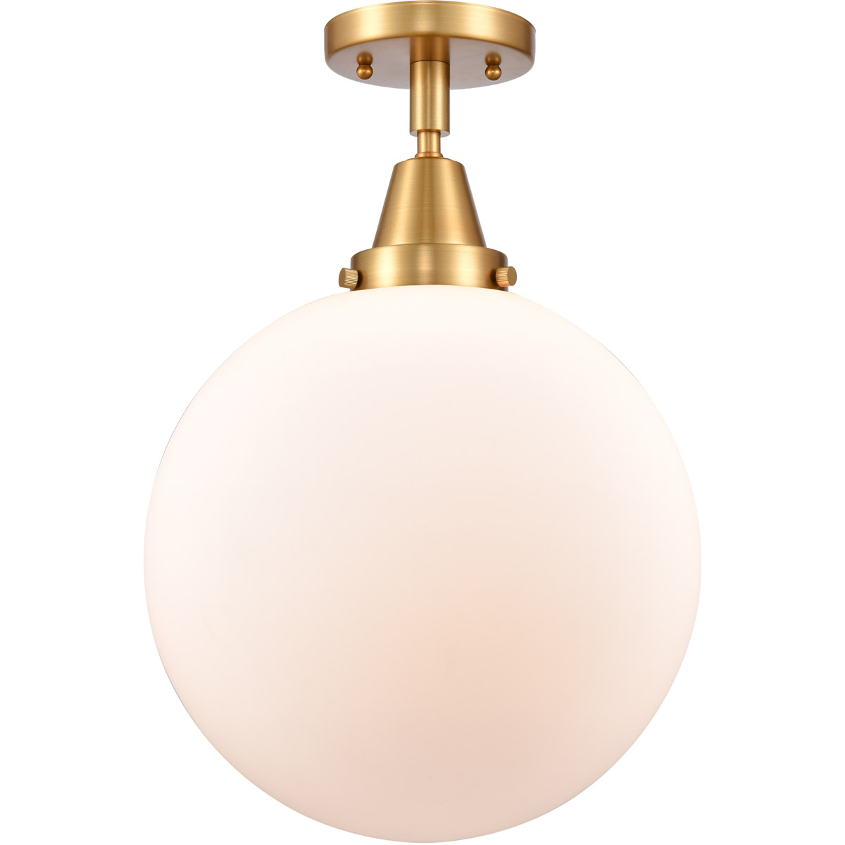 Beacon 1 Light 12 inch Satin Gold Flush Mount Ceiling Light in Matte White Glass