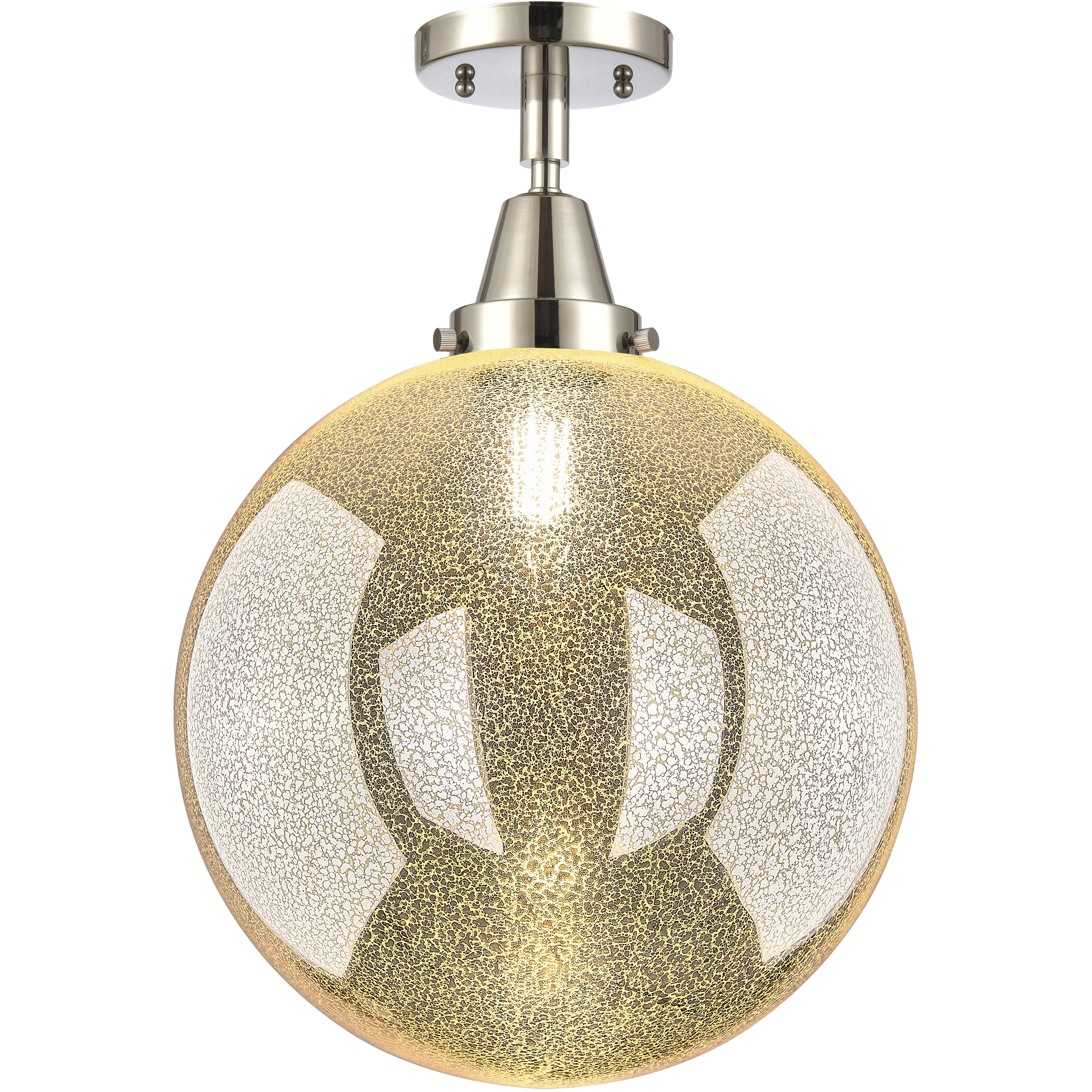 Beacon 1 Light 12 inch Polished Nickel Flush Mount Ceiling Light in Mercury Glass