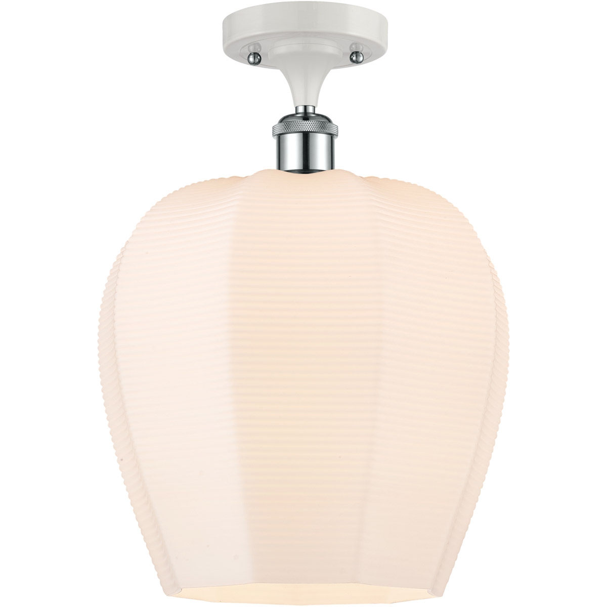 Ballston Norfolk LED 12 inch White and Polished Chrome Semi-Flush Mount Ceiling Light in Matte White Glass