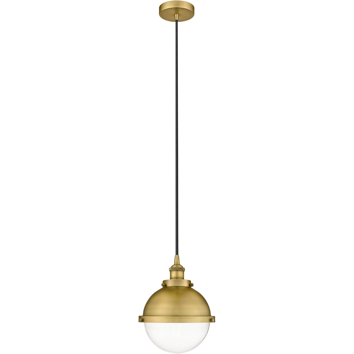 Edison Hampden LED 9 inch Brushed Brass Mini Pendant Ceiling Light in Clear Glass