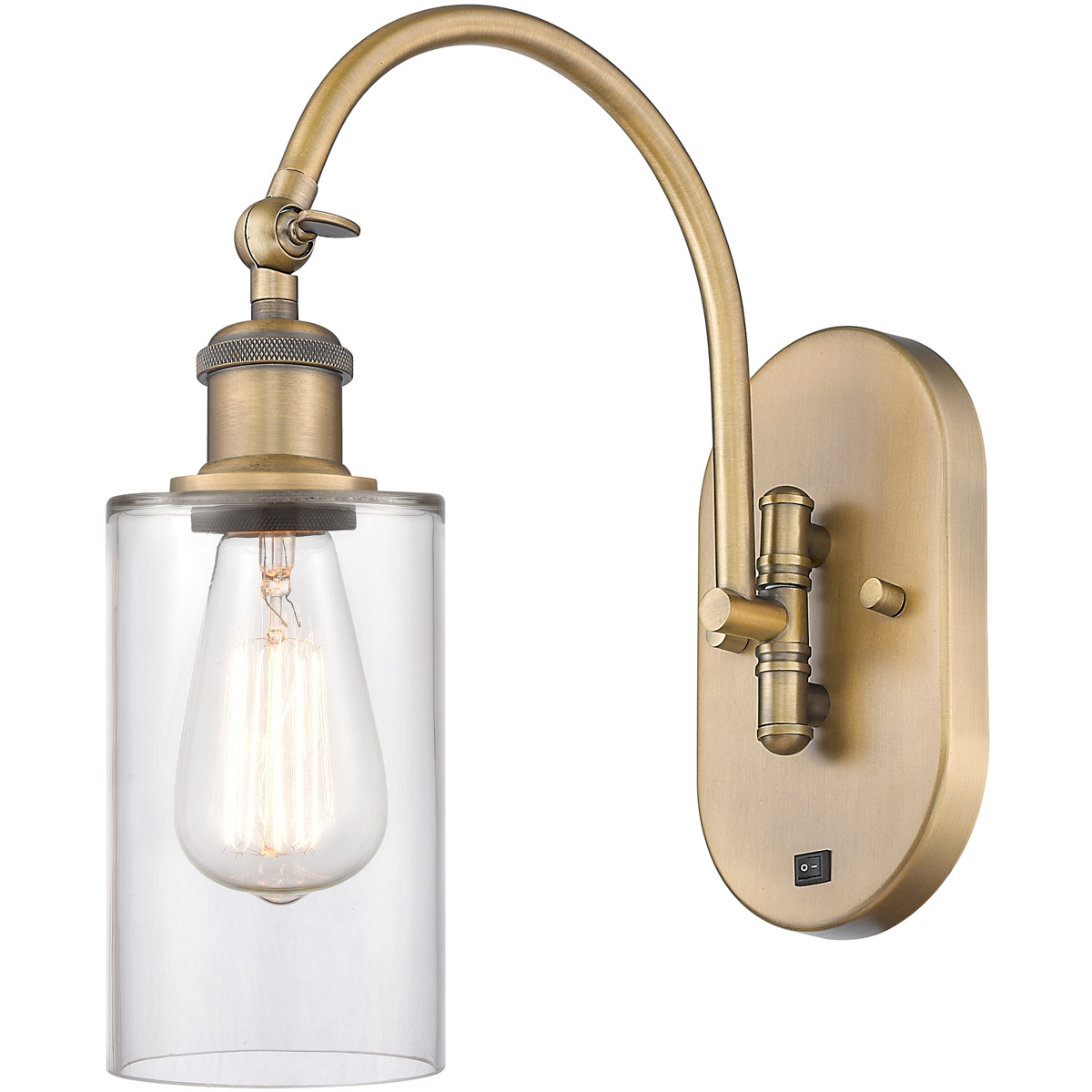 Ballston Clymer LED 5.3 inch Brushed Brass Sconce Wall Light in Clear Glass
