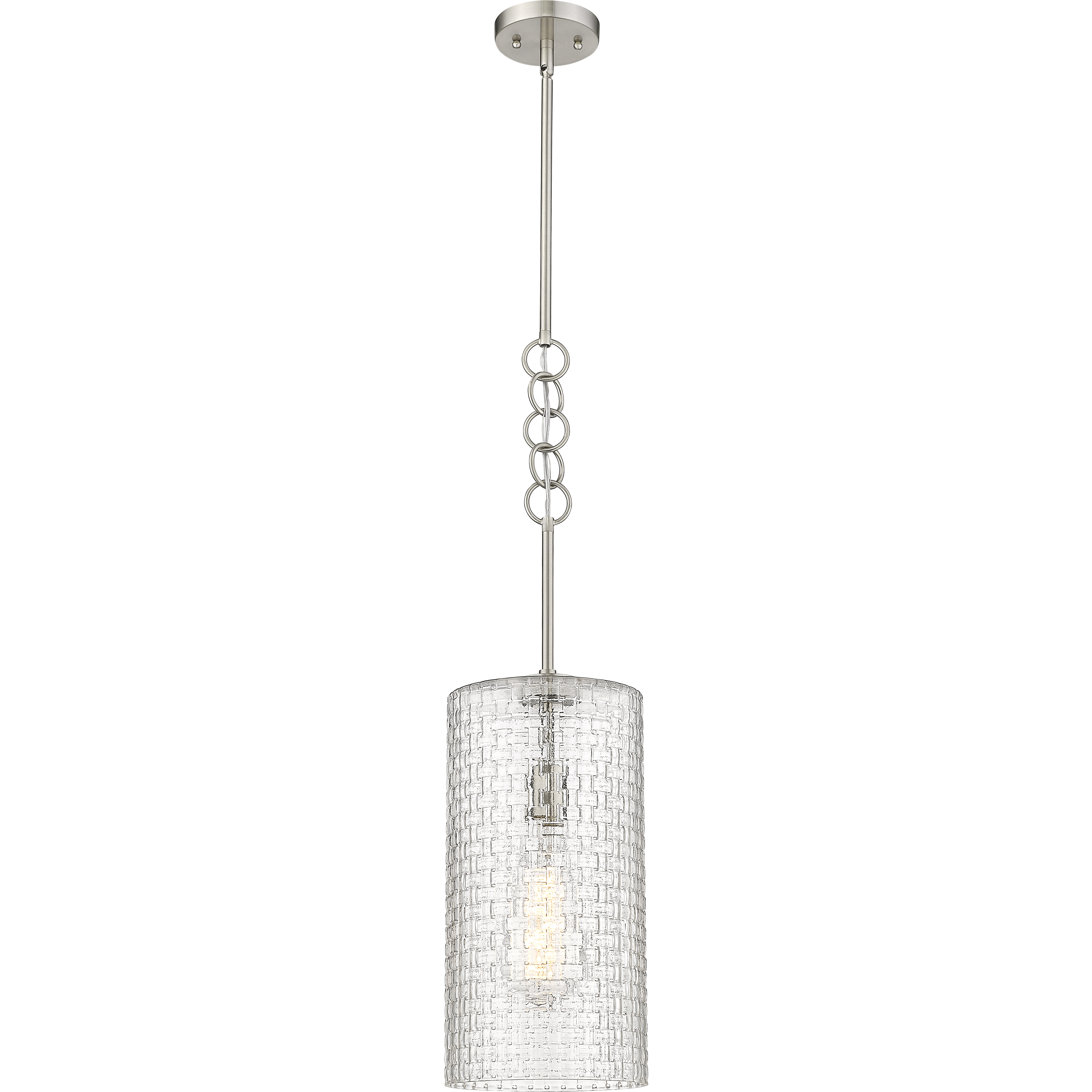 Wexford 1 Light 8 inch Brushed Satin Nickel Mini Pendant Ceiling Light in Clear Basket Weave Glass