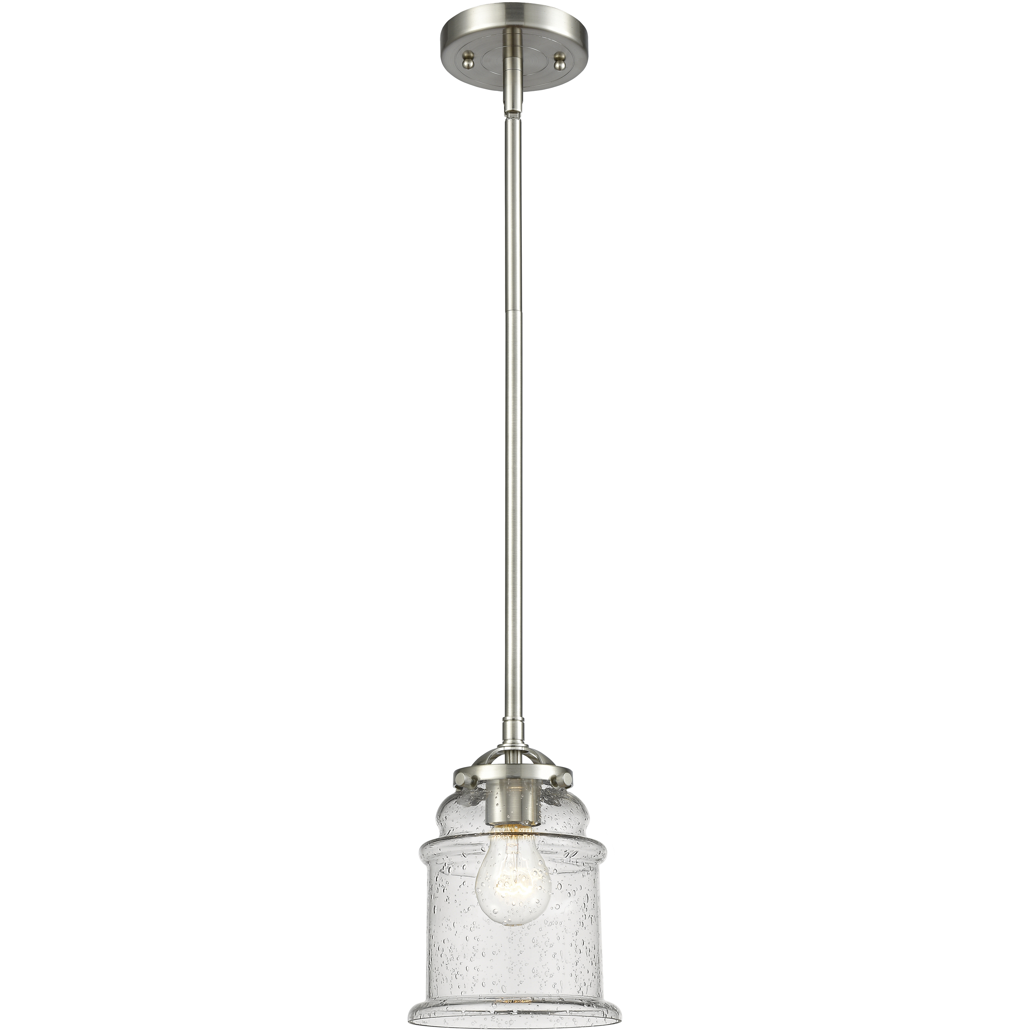 Nouveau Canton 1 Light 6 inch Brushed Satin Nickel Mini Pendant Ceiling Light in Matte White Glass, Nouveau