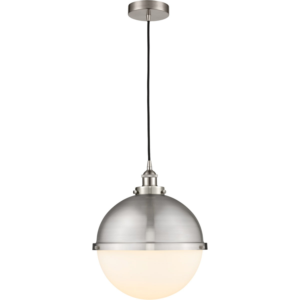 Edison Hampden 1 Light 12.88 inch Brushed Satin Nickel Pendant Ceiling Light in Matte White Glass