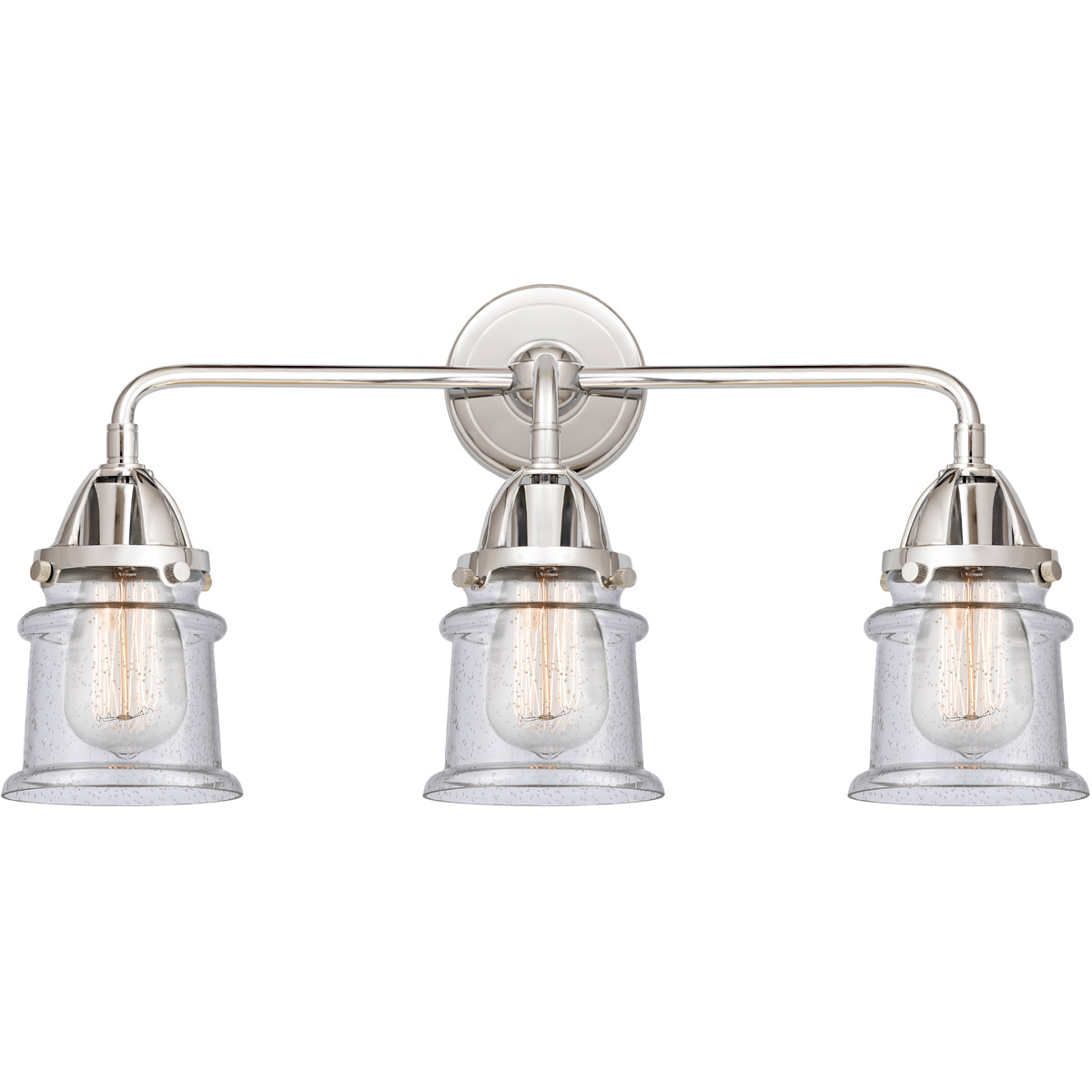 Nouveau 2 Small Canton 3 Light 23 inch Polished Chrome Bath Vanity Light Wall Light in Seedy Glass
