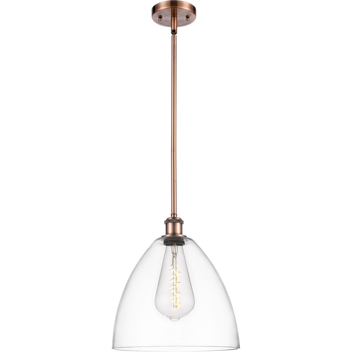 Ballston Dome LED 12 inch Antique Copper Mini Pendant Ceiling Light in Clear Glass