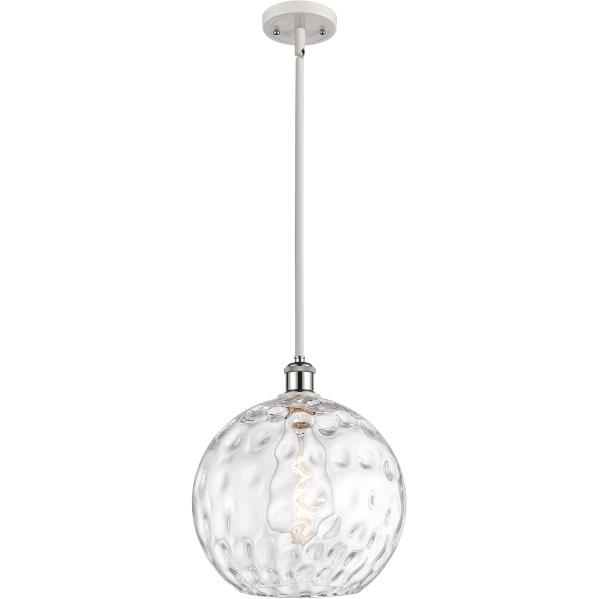 Ballston Athens Water Glass 1 Light 12 inch White and Polished Chrome Mini Pendant Ceiling Light