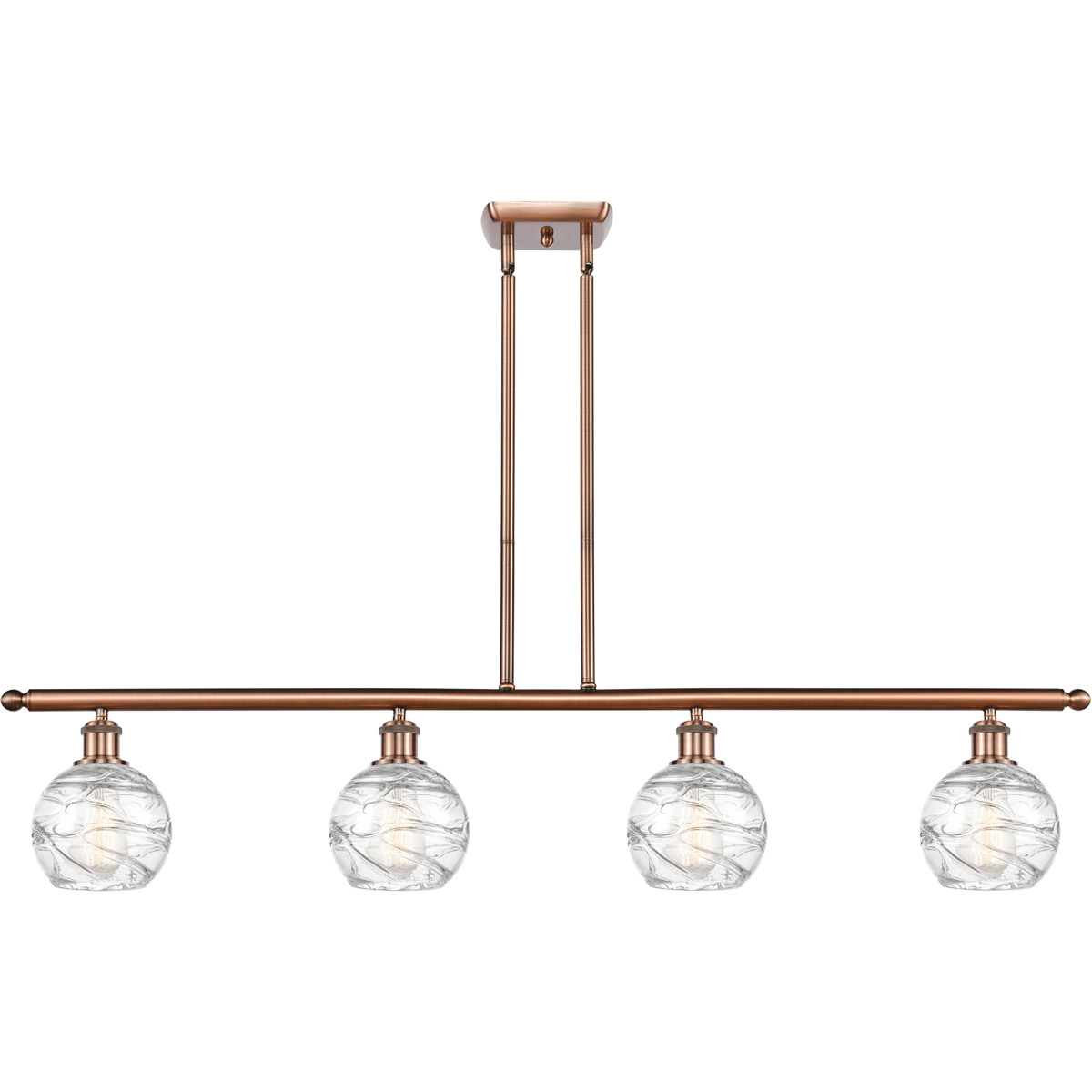 Ballston Small Deco Swirl 4 Light 46 inch Antique Copper Island Light Ceiling Light, Ballston