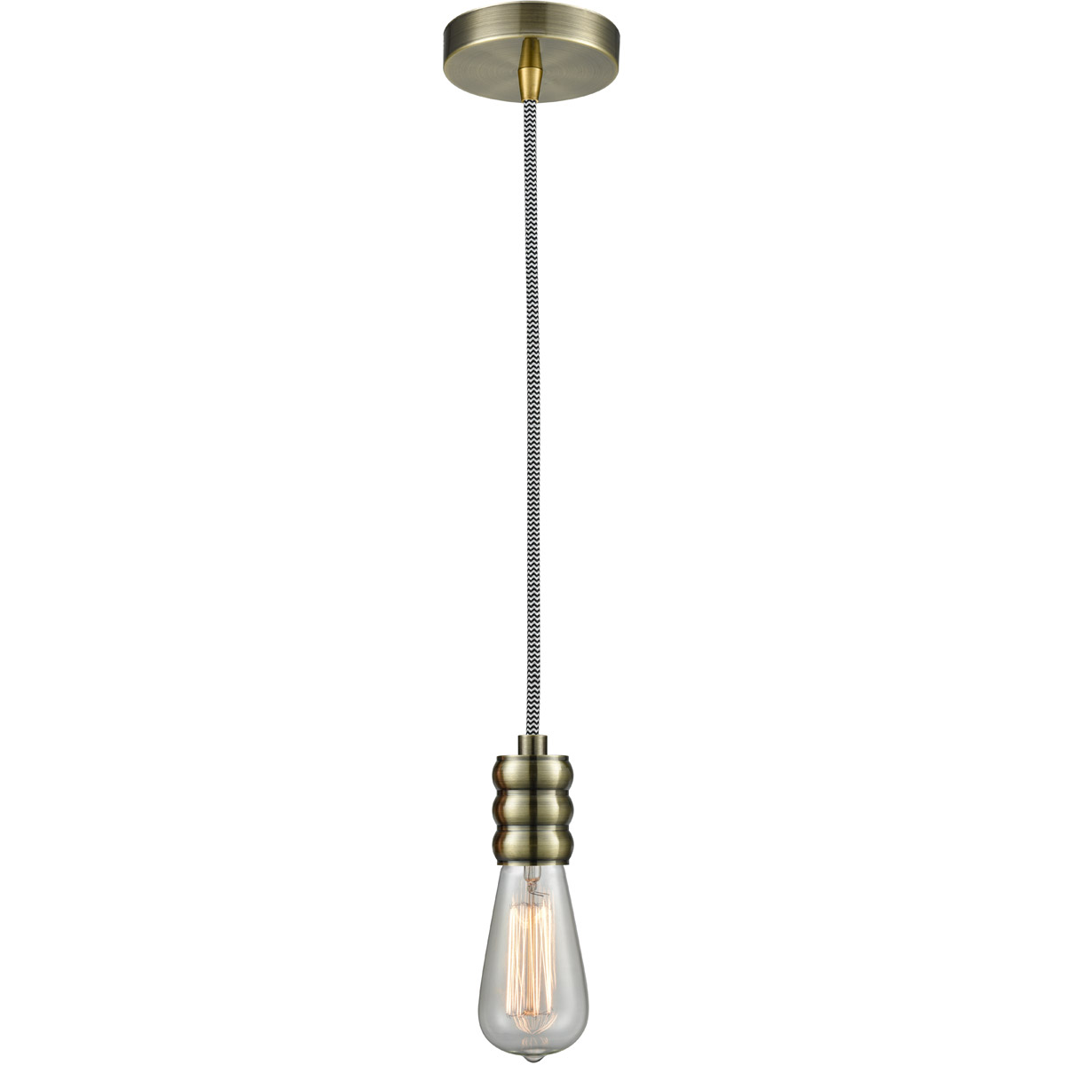 Gatsby Bare Bulb 1 Light 2 inch Antique Brass Mini Pendant Ceiling Light in Zebra, Gatsby
