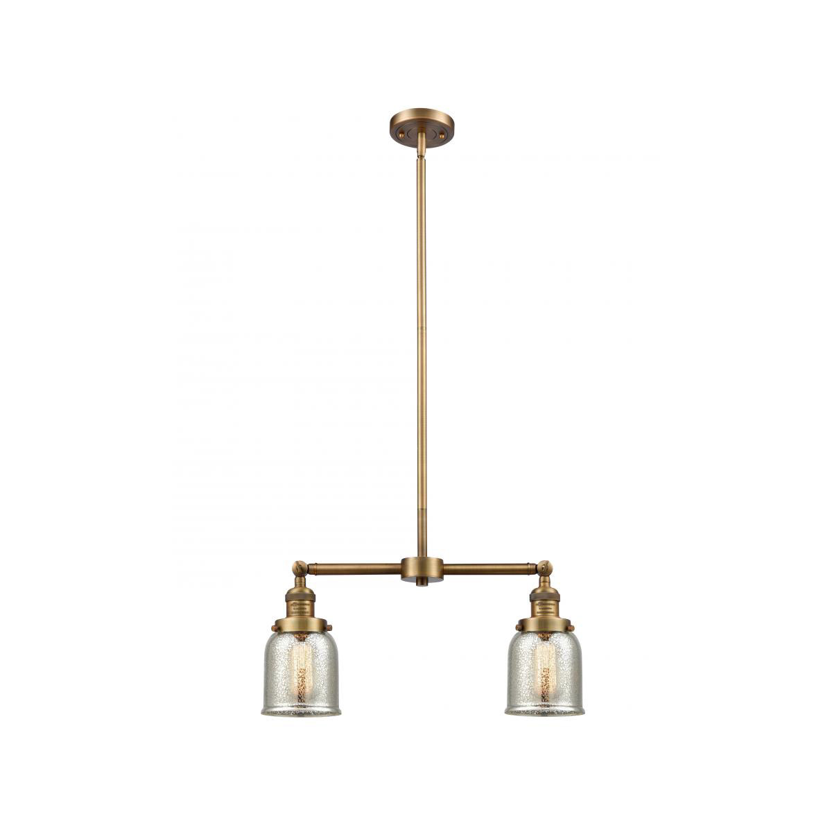 Franklin Restoration Small Bell LED 21 inch Brushed Brass Chandelier Ceiling Light in Silver Plated Mercury Glass, Franklin Restoration