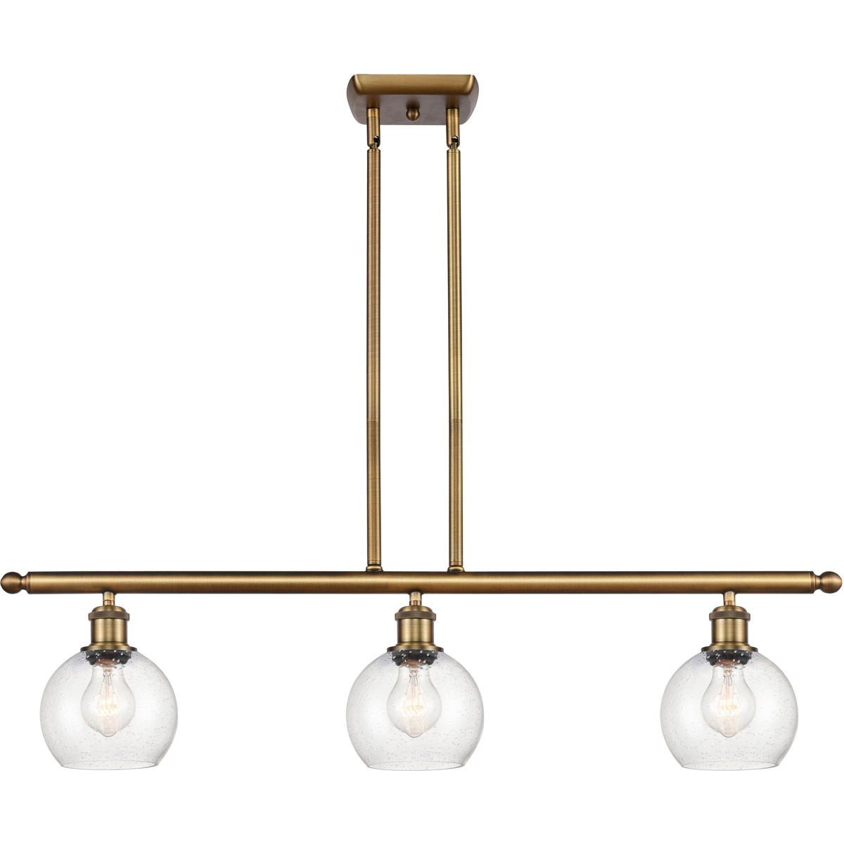 Ballston Athens 3 Light 36 inch Brushed Brass Island Light Ceiling Light in Seedy Glass