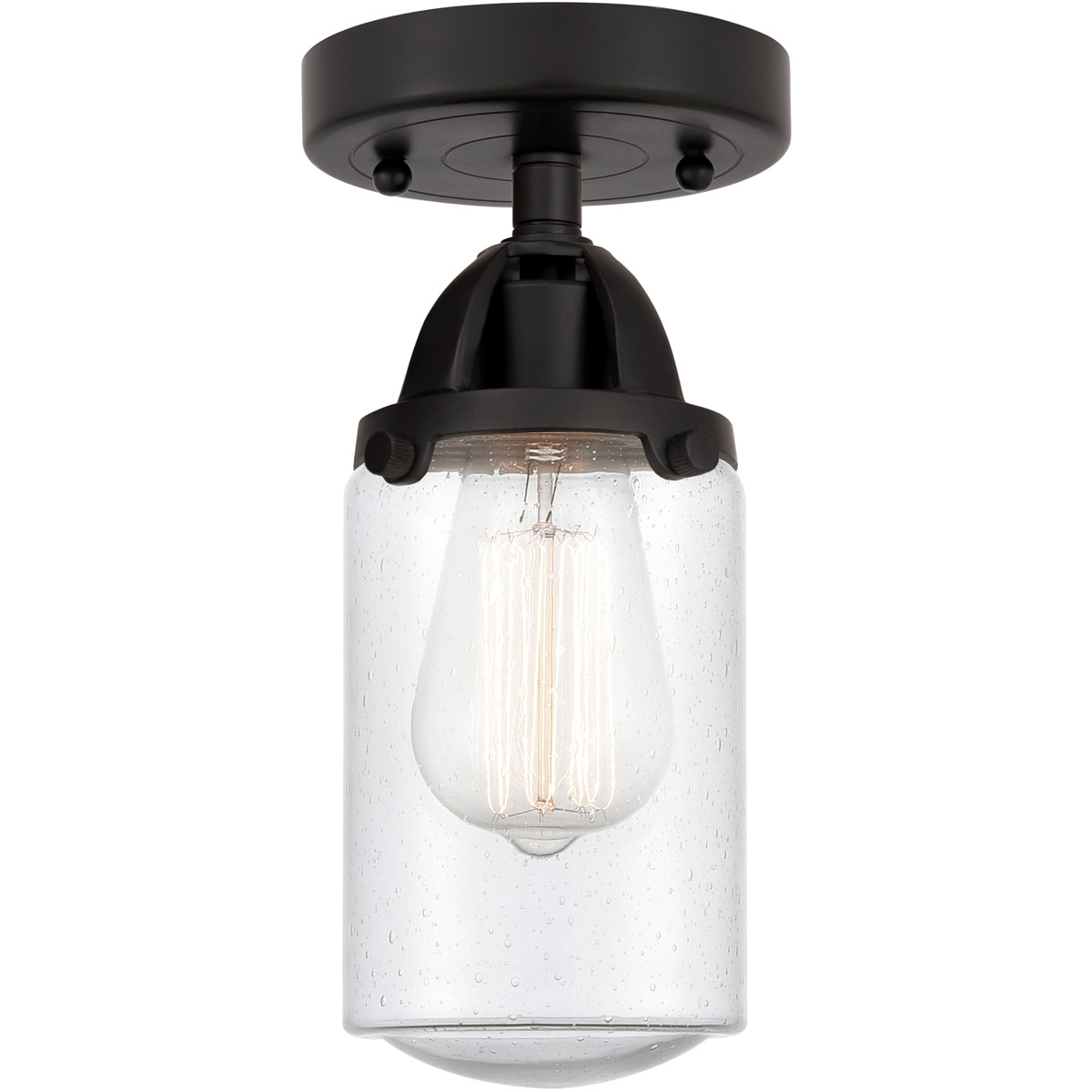 Nouveau 2 Dover LED 4.5 inch Matte Black Semi-Flush Mount Ceiling Light in Seedy Glass