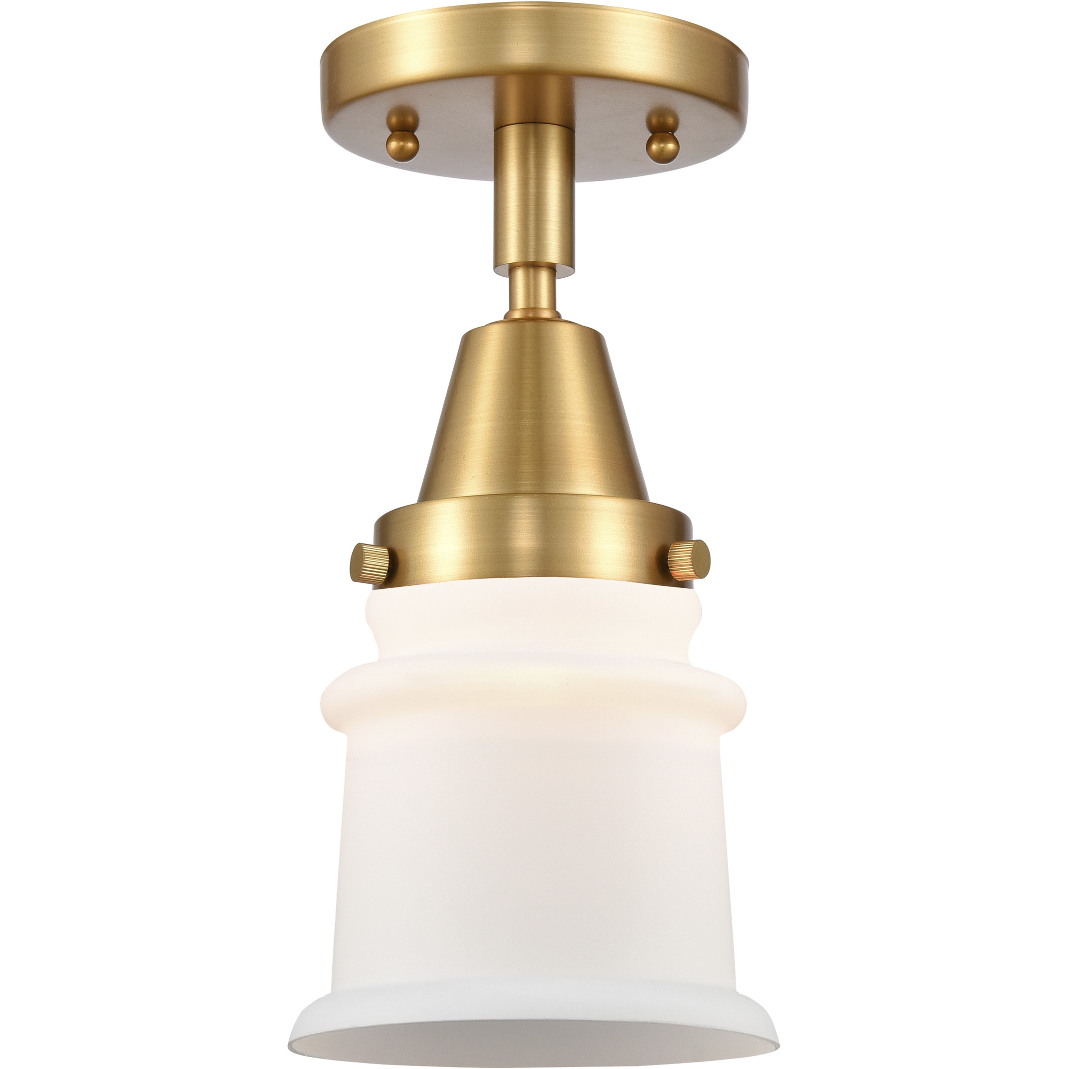Franklin Restoration Small Canton LED 6 inch Satin Gold Flush Mount Ceiling Light in Matte White Glass