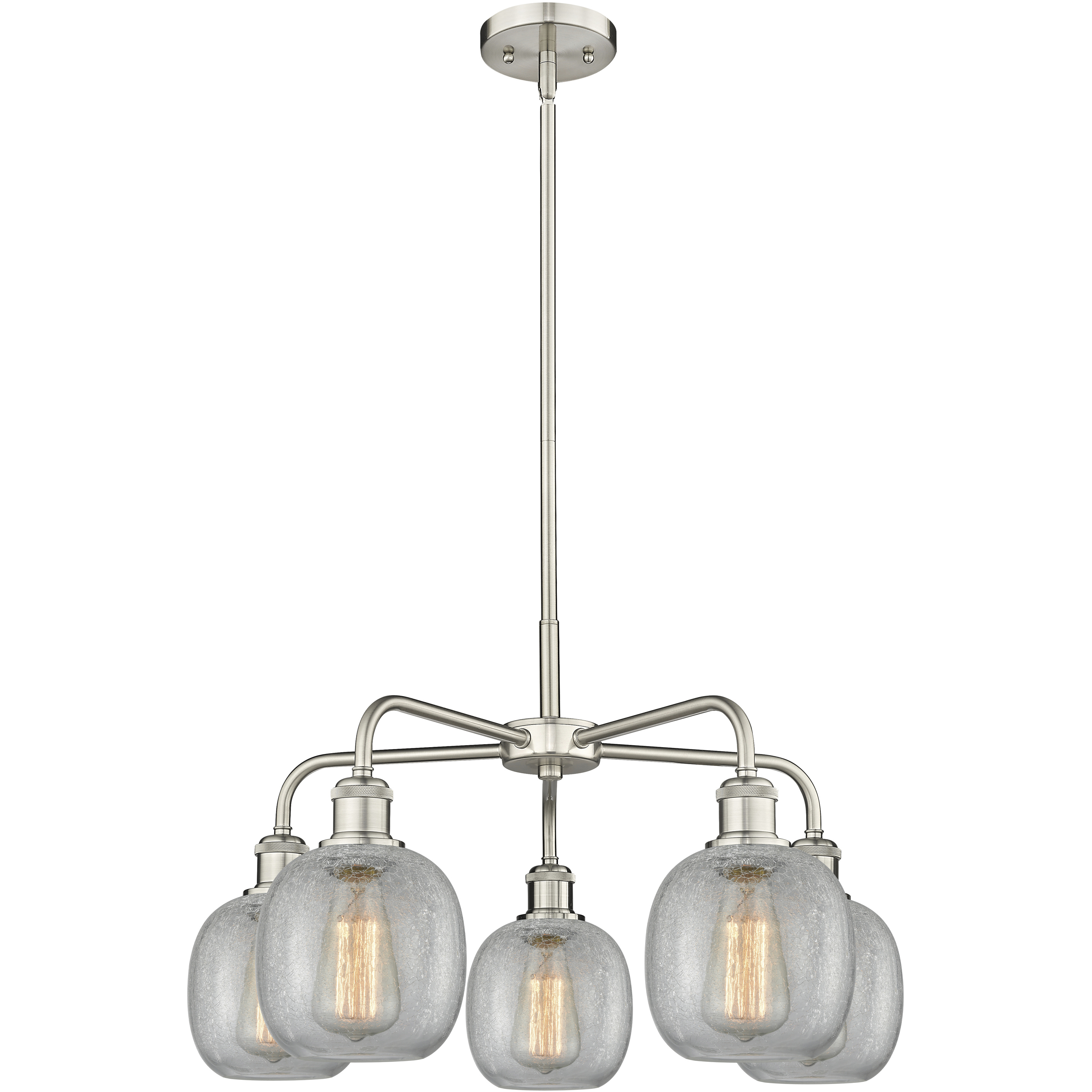 Belfast 5 Light 24 inch Satin Nickel Chandelier Ceiling Light in Clear Crackle Glass