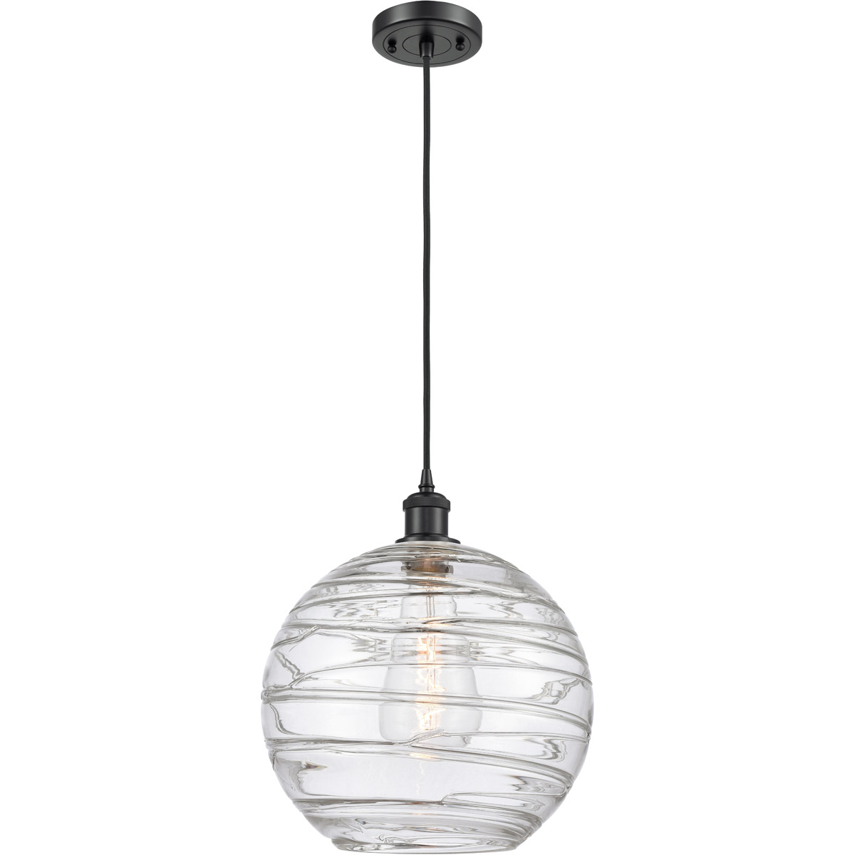 Ballston X-Large Deco Swirl LED 12 inch Matte Black Mini Pendant Ceiling Light in Black Textured, Ballston