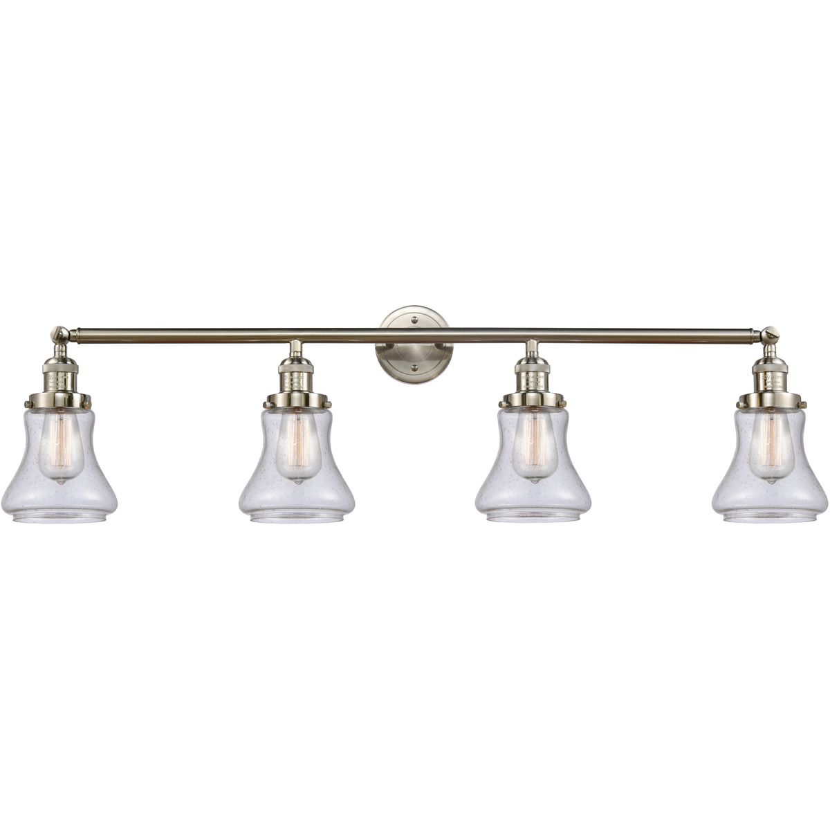 Franklin Restoration Bellmont LED 42 inch Brushed Satin Nickel Bath Vanity Light Wall Light in Seedy Glass, Franklin Restoration