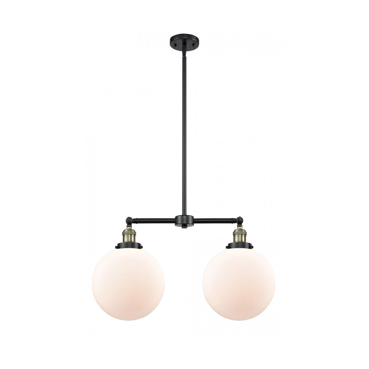 Franklin Restoration X-Large Beacon LED 25 inch Black Antique Brass Chandelier Ceiling Light in Matte White Glass, Franklin Restoration