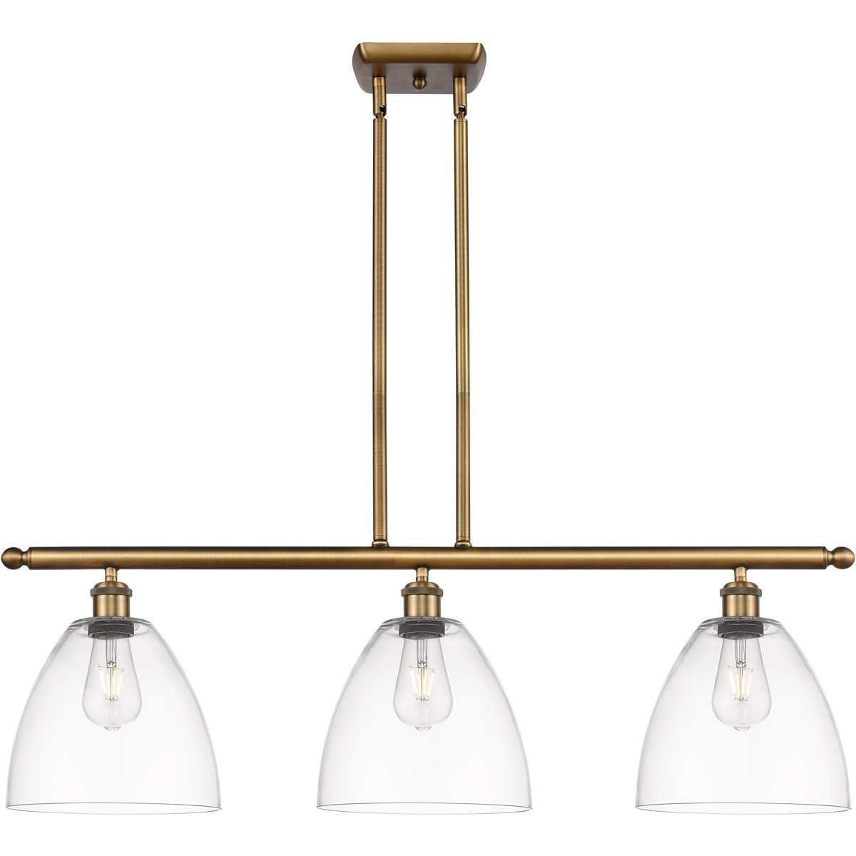 Ballston Ballston Dome 3 Light 36 inch Brushed Brass Island Light Ceiling Light in Clear Glass