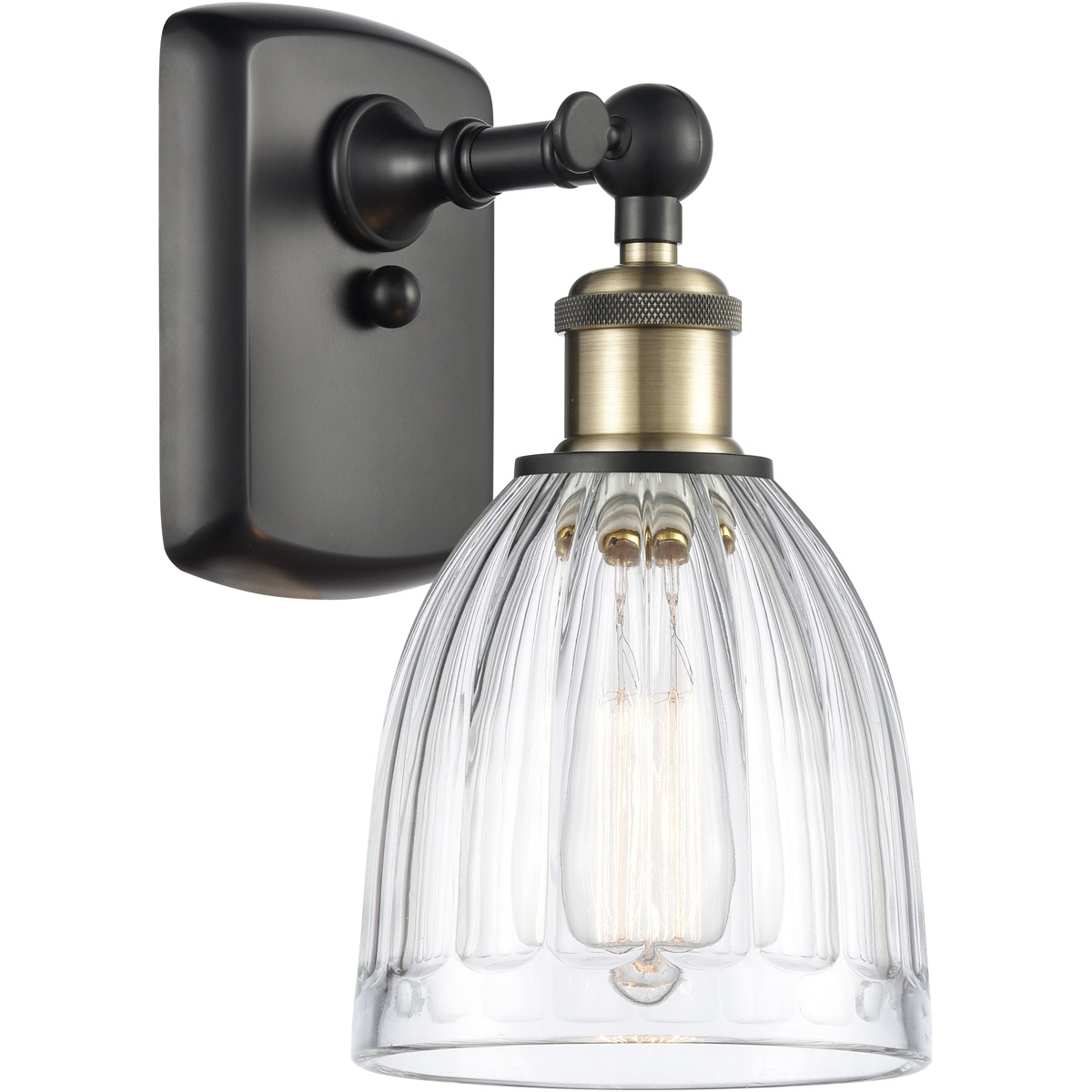 Ballston Brookfield 1 Light 6 inch Black Antique Brass Sconce Wall Light in Clear Glass, Ballston