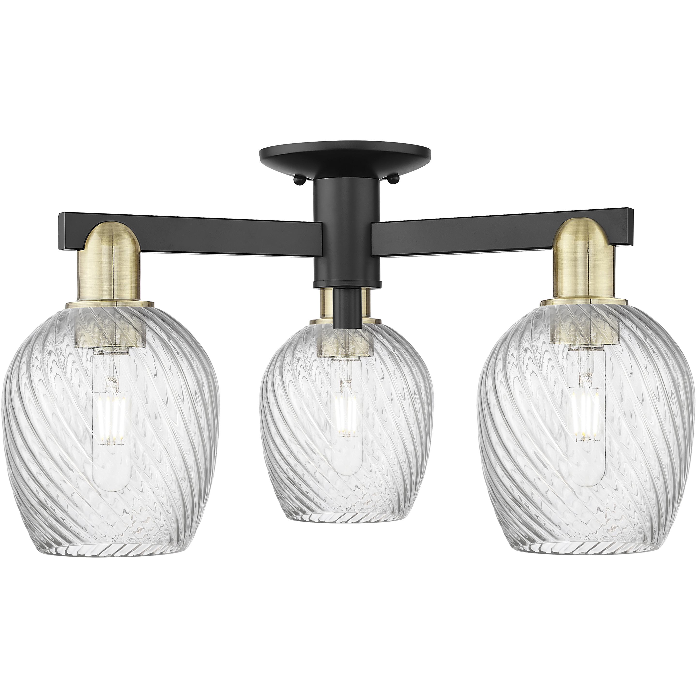 Arcadia Salina 3 Light 23.25 inch Black Antique Brass Semi-Flush Mount Ceiling Light