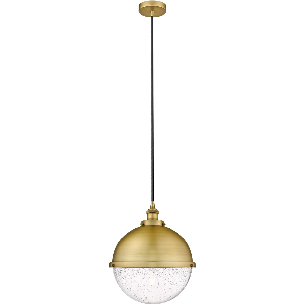 Edison Hampden LED 12.88 inch Brushed Brass Pendant Ceiling Light in Seedy Glass