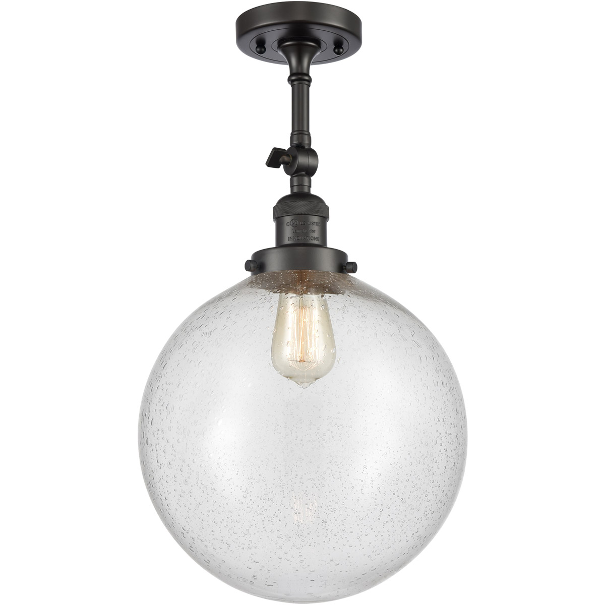 Franklin Restoration XX-Large Beacon 1 Light 12 inch Oil Rubbed Bronze Semi-Flush Mount Ceiling Light in Seedy Glass, Franklin Restoration