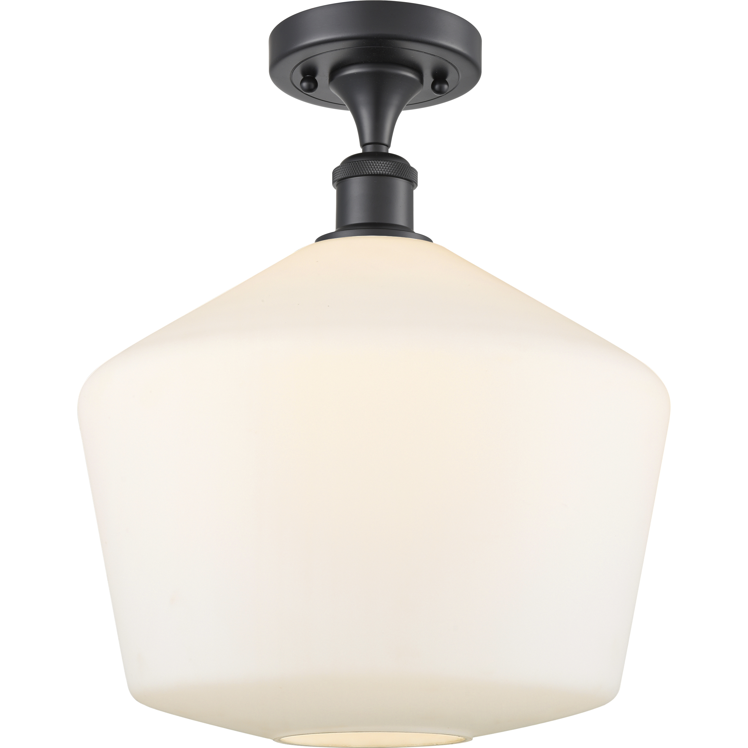Ballston Cindyrella 1 Light 12 inch Matte Black Semi-Flush Mount Ceiling Light in Incandescent, Matte White Glass