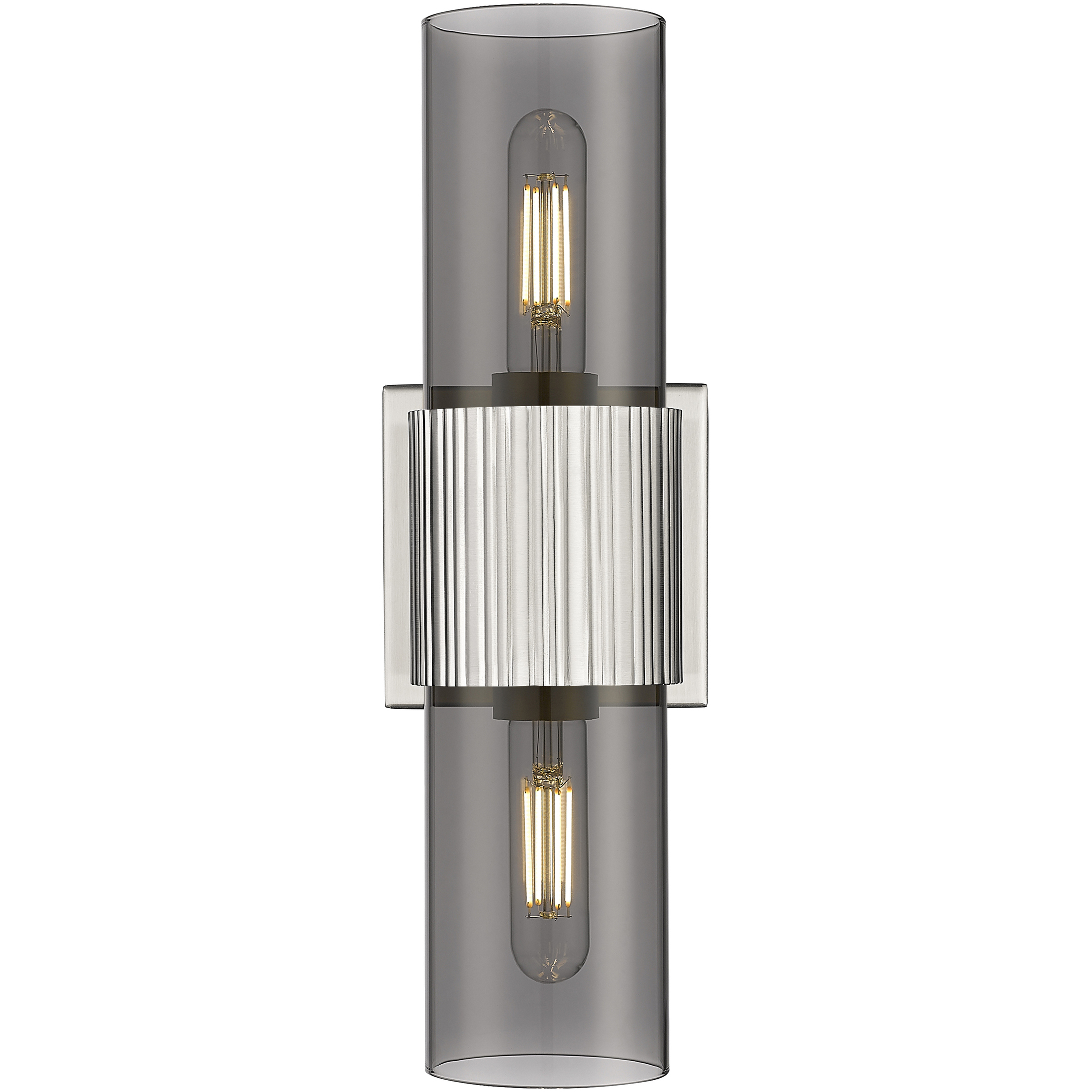 Bolivar 2 Light 4 inch Satin Nickel Bath Vanity Light Wall Light in Plated Smoke Glass