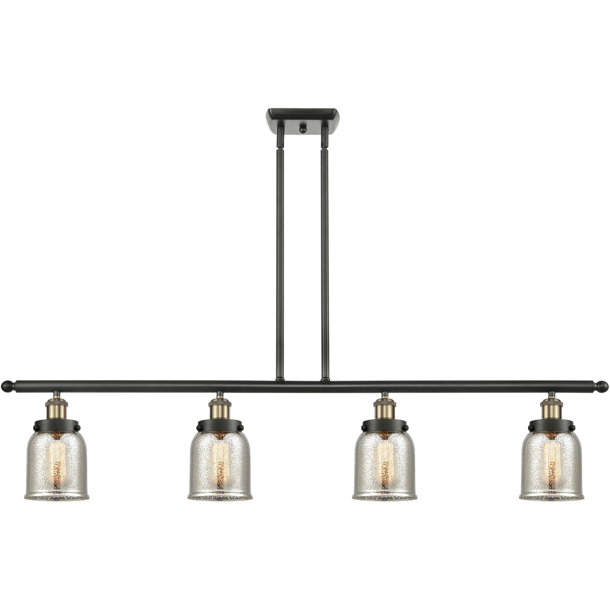 Ballston Bell 4 Light 48 inch Black Antique Brass Island Light Ceiling Light