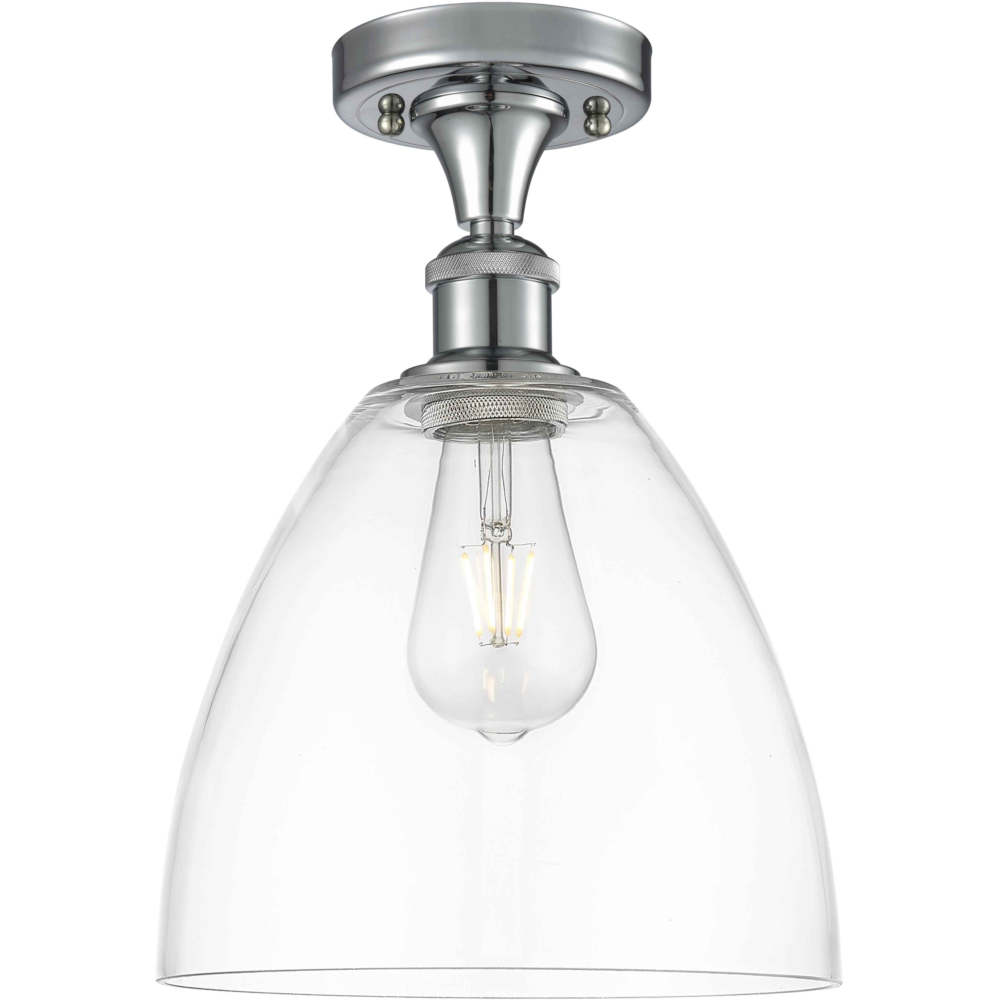 Edison Bristol Glass 1 Light 9 inch Polished Chrome Semi-Flush Mount Ceiling Light in Clear Glass