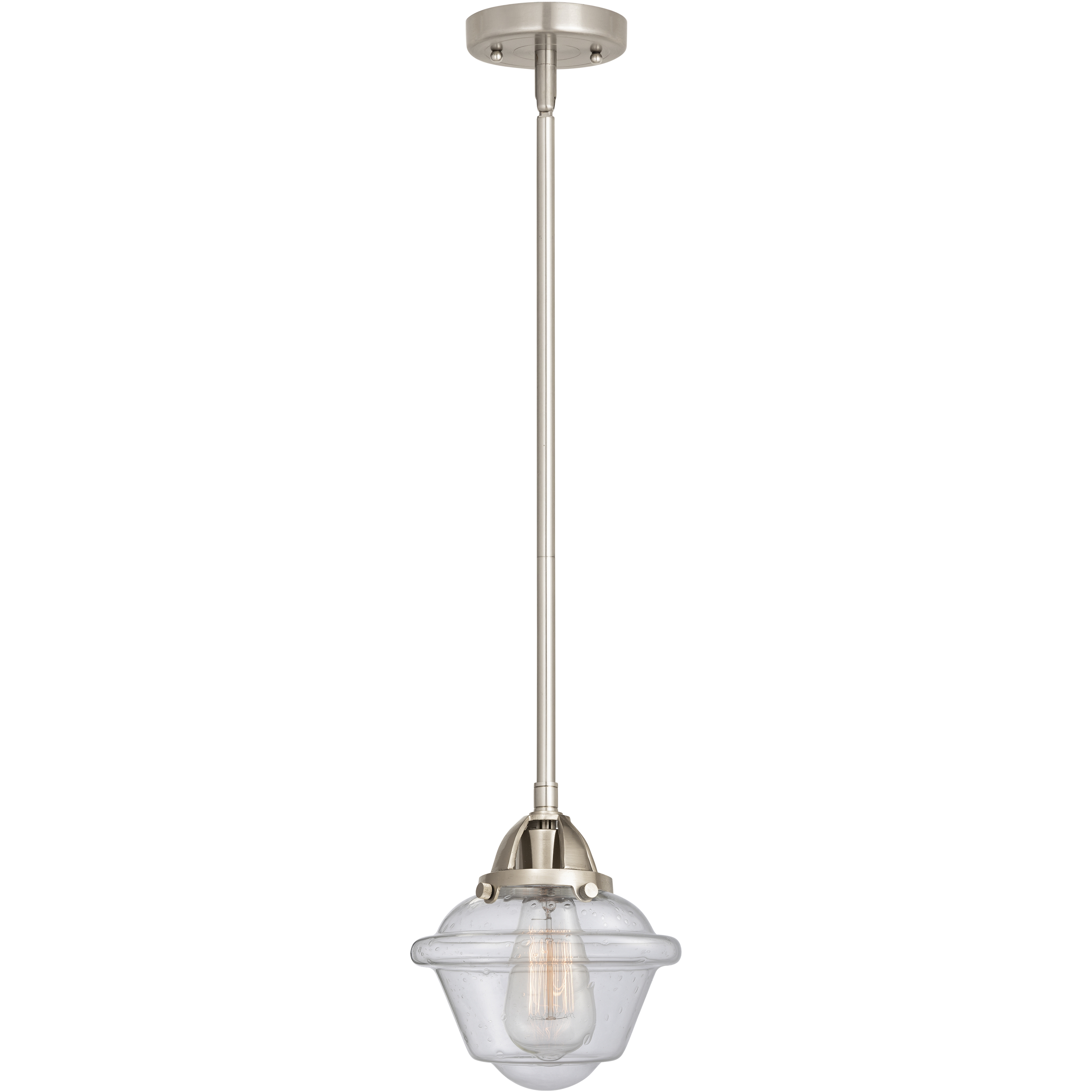 Nouveau 2 Oxford 1 Light 7.5 inch Brushed Satin Nickel Mini Pendant Ceiling Light in Incandescent, Seedy