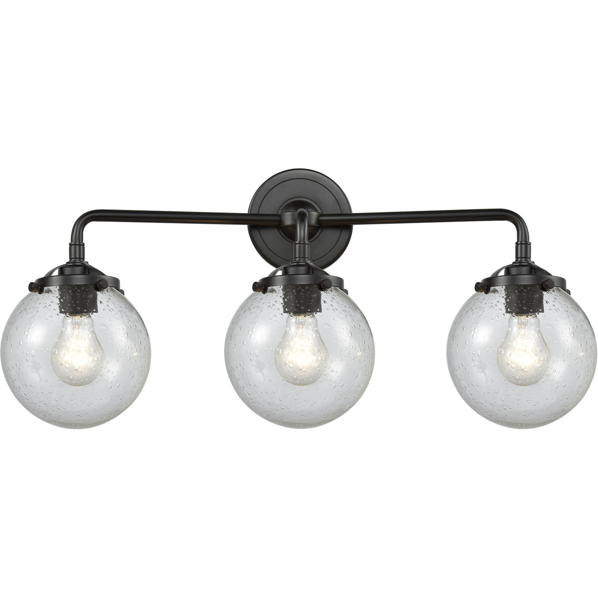 Nouveau Beacon 3 Light 24 inch Oil Rubbed Bronze Bath Vanity Light Wall Light in Seedy Glass, Nouveau