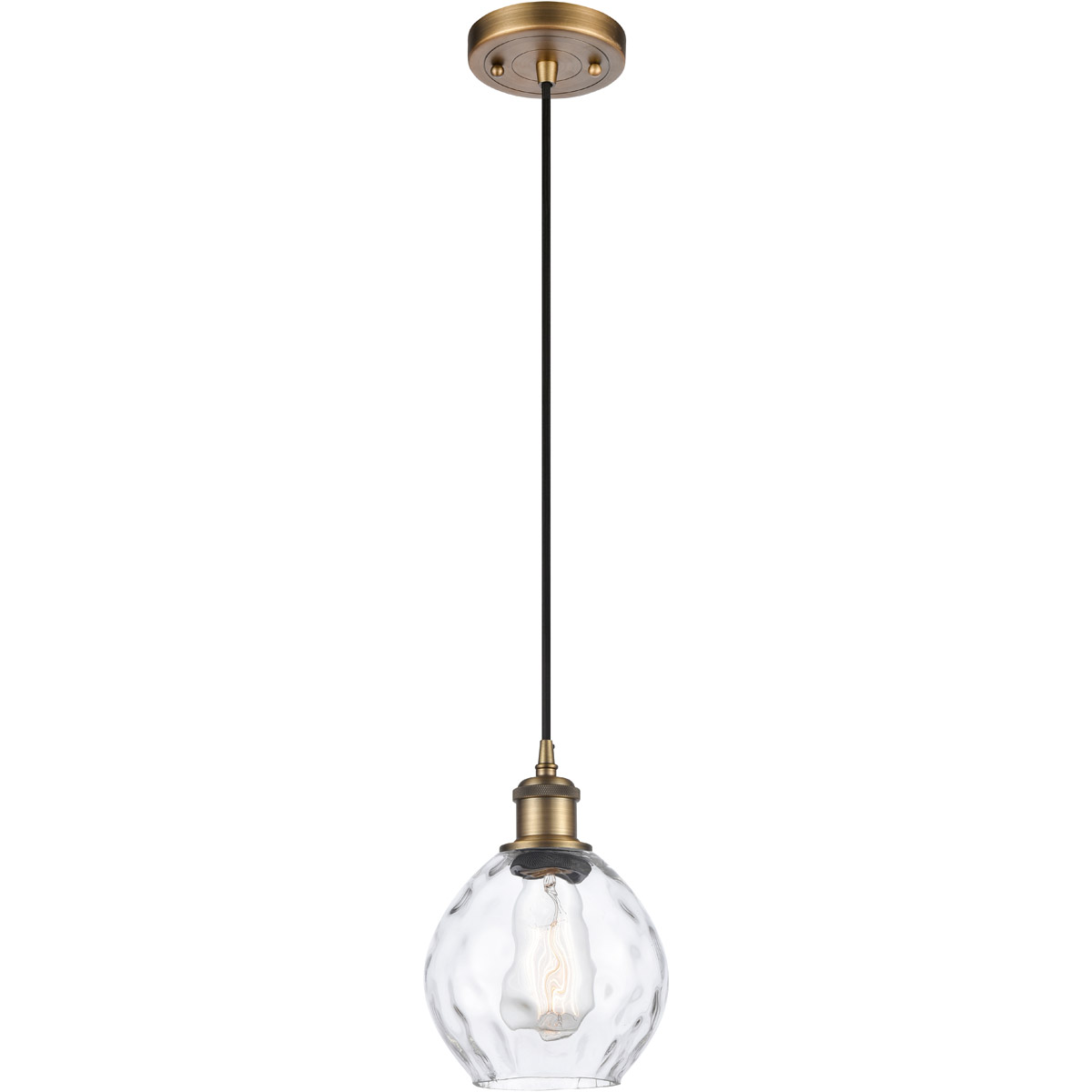Ballston Small Waverly 1 Light 6 inch Brushed Brass Mini Pendant Ceiling Light, Ballston