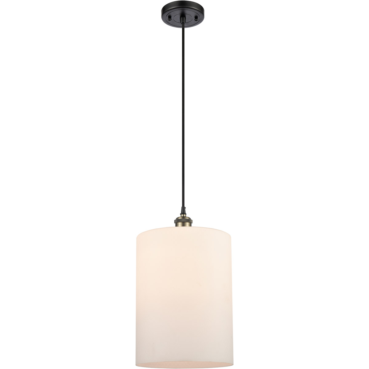 Ballston Large Cobbleskill 1 Light 9 inch Black Antique Brass Mini Pendant Ceiling Light in Matte White Glass, Ballston