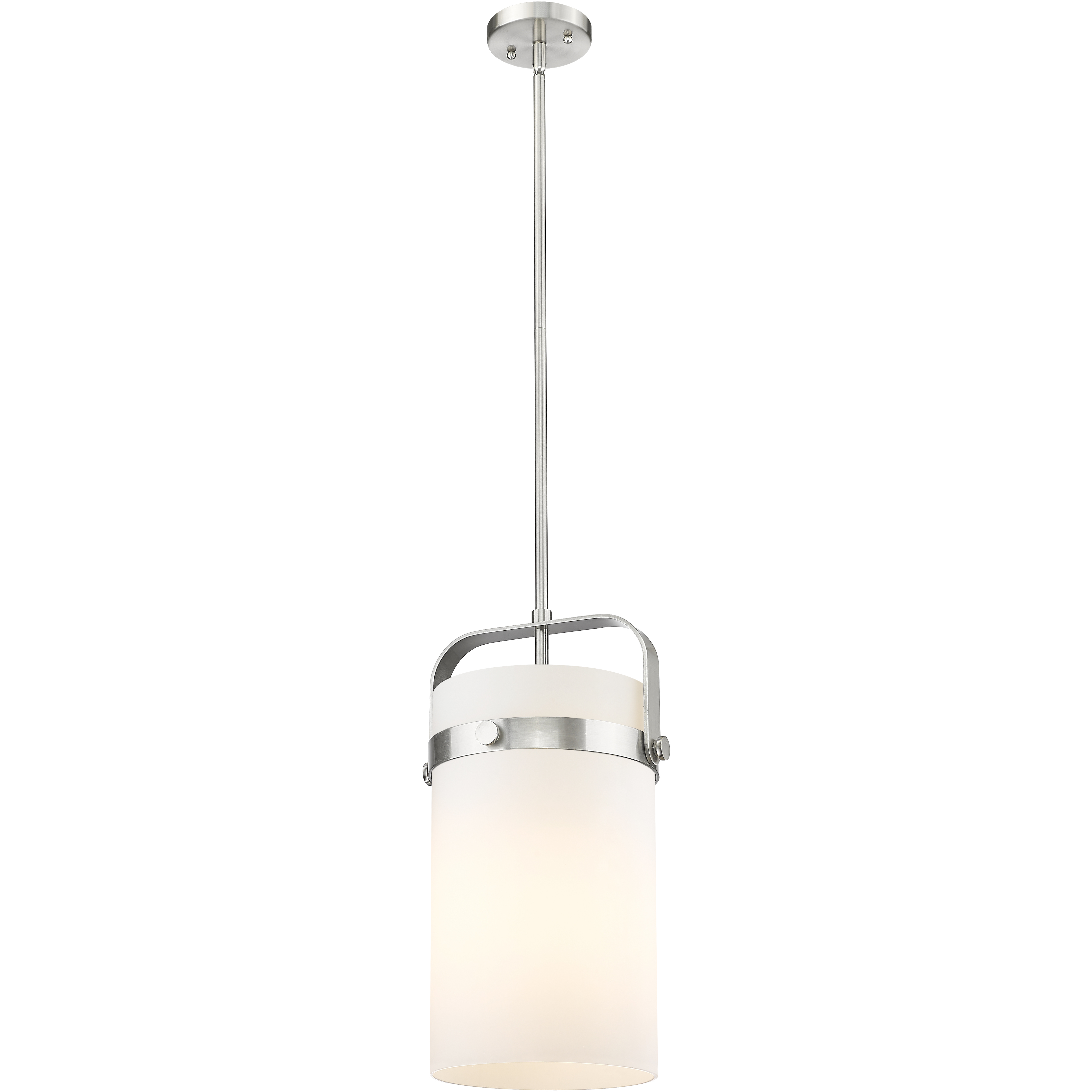 Pilaster 1 Light 9.38 inch Satin Nickel Mini Pendant Ceiling Light in Matte White Glass