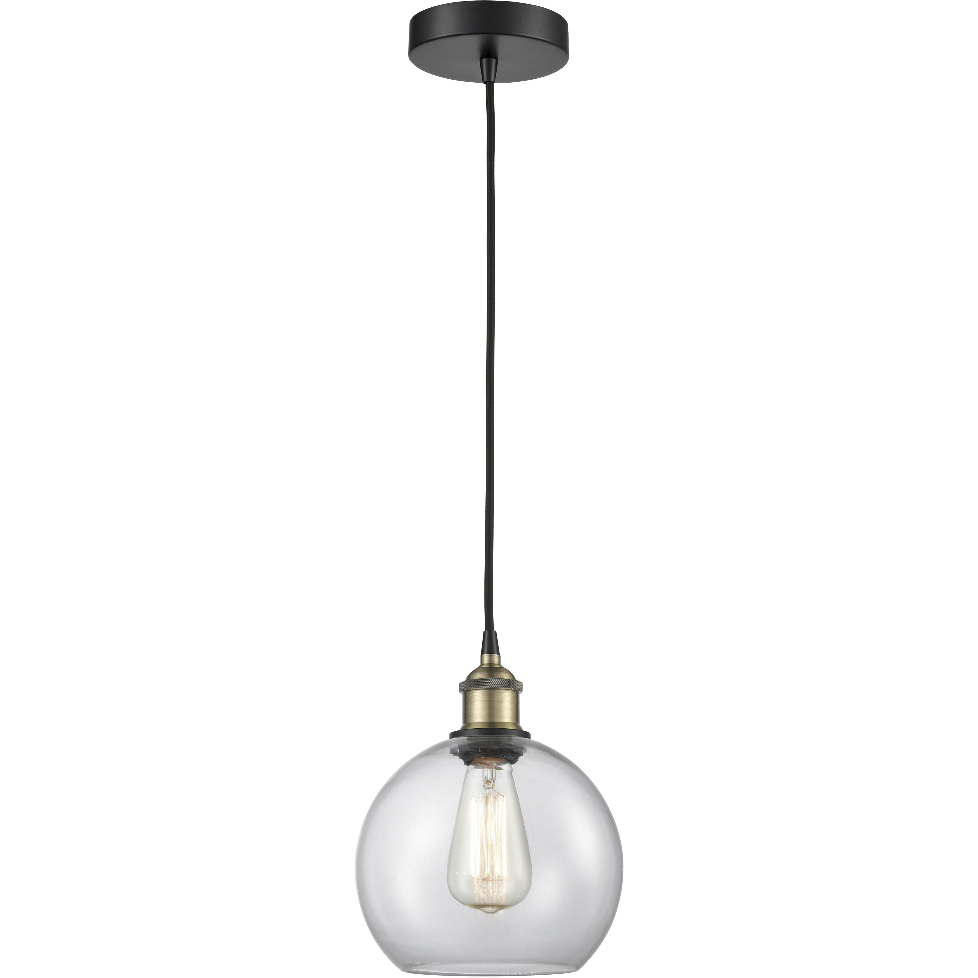 Athens 1 Light 8 inch Black Antique Brass Mini Pendant Ceiling Light in Clear