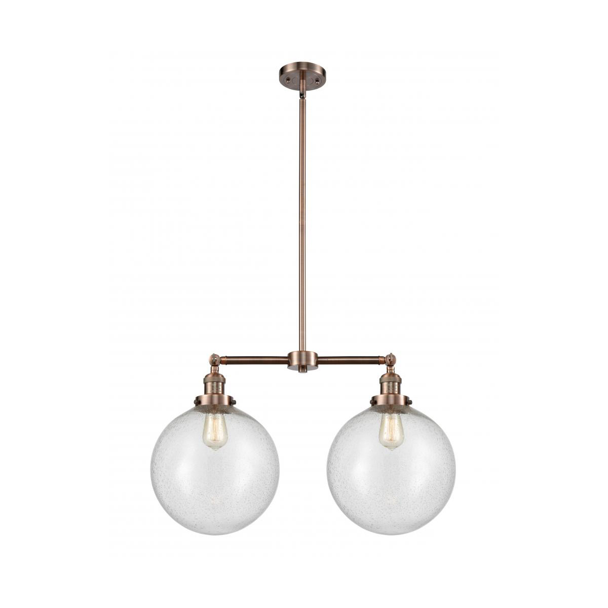 Franklin Restoration XX-Large Beacon 2 Light 27 inch Antique Copper Island Light Ceiling Light in Seedy Glass, Franklin Restoration