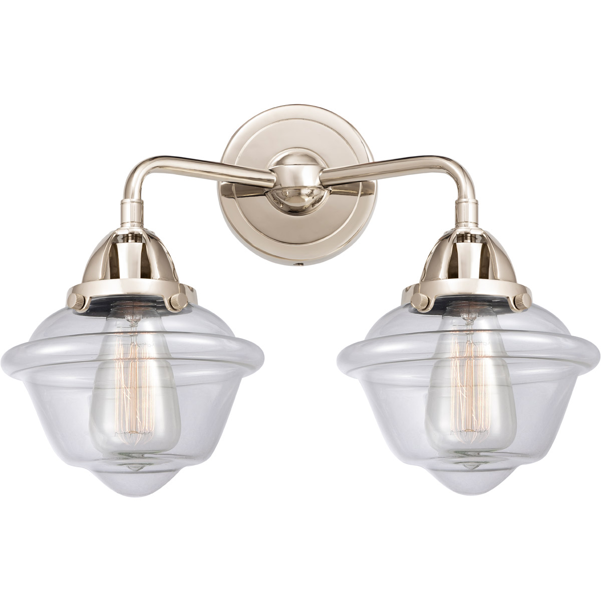 Nouveau 2 Small Oxford LED 15.5 inch Polished Nickel Bath Vanity Light Wall Light in Clear Glass