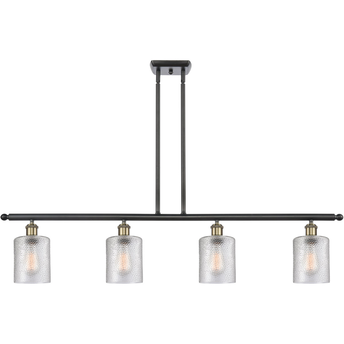 Ballston Cobbleskill LED 48 inch Black Antique Brass Island Light Ceiling Light in Clear Glass, Ballston