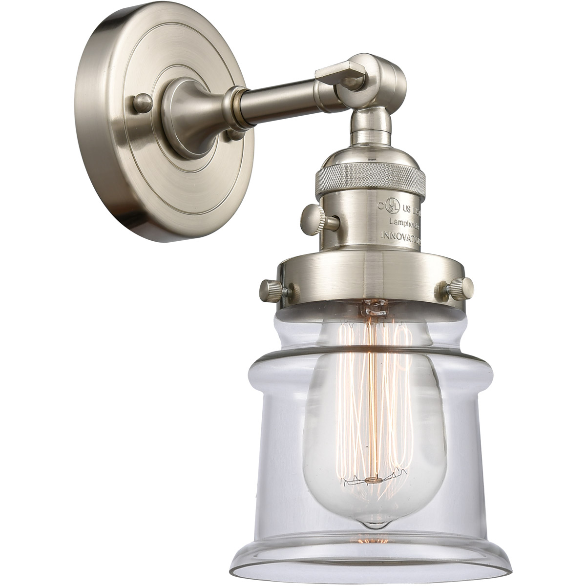 Franklin Restoration Small Canton 1 Light 7 inch Brushed Satin Nickel Sconce Wall Light in Clear Glass, Franklin Restoration