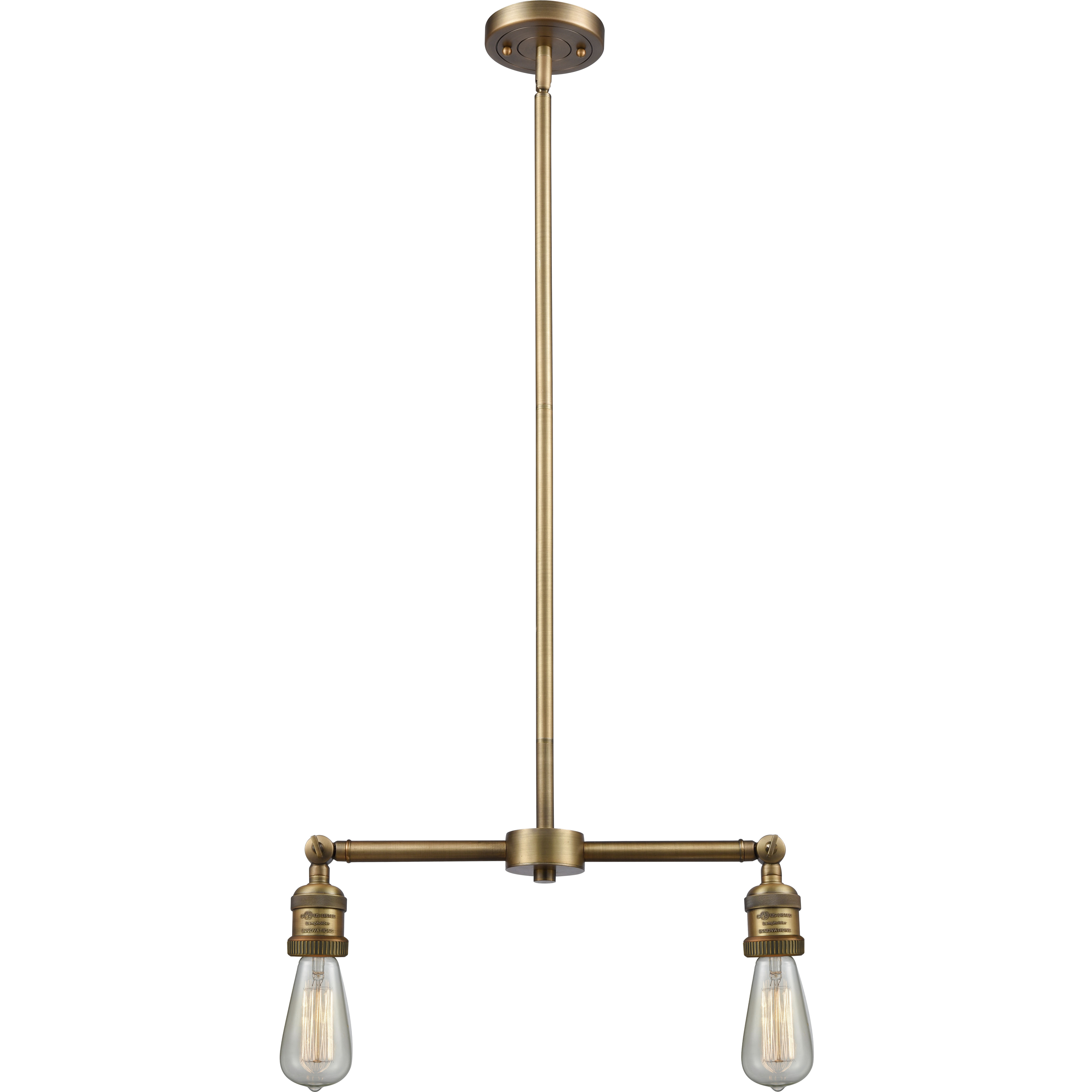 Franklin Restoration Bare Bulb 2 Light 128 inch Brushed Brass Island Light Ceiling Light, Franklin Restoration