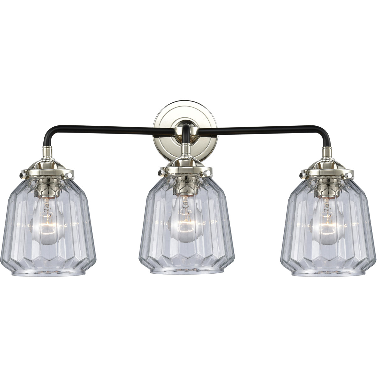 Nouveau Chatham LED 24 inch Black Polished Nickel Bath Vanity Light Wall Light in Clear Glass, Nouveau