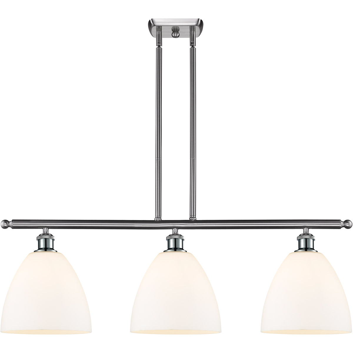 Ballston Ballston Dome LED 36 inch Brushed Satin Nickel Island Light Ceiling Light in Matte White Glass