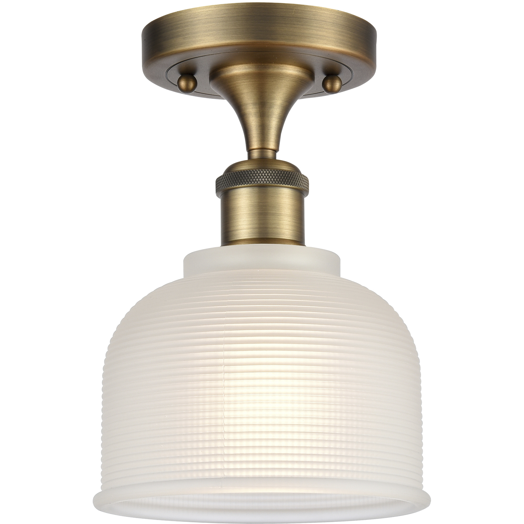 Dayton 1 Light 5.5 inch Brushed Brass Flush Mount Ceiling Light in White Glass