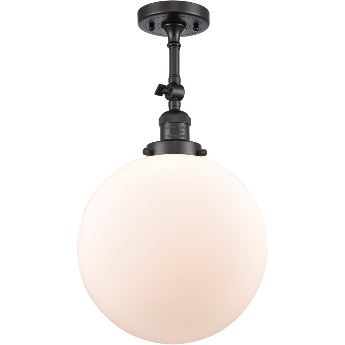 Franklin Restoration XX-Large Beacon LED 12 inch Oil Rubbed Bronze Semi-Flush Mount Ceiling Light in Matte White Glass, Franklin Restoration