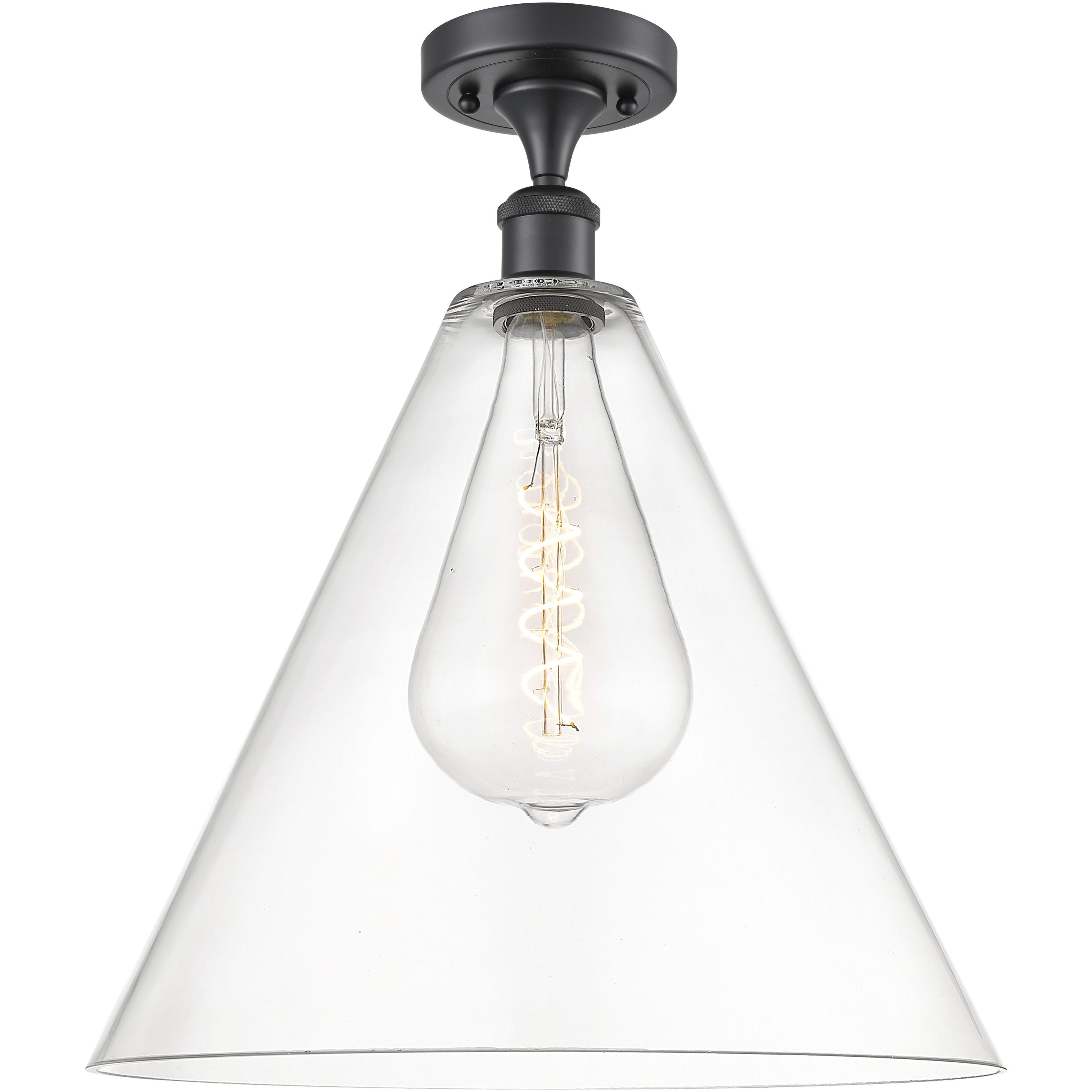 Edison Berkshire 1 Light 16 inch Matte Black Semi-Flush Mount Ceiling Light in Clear Glass