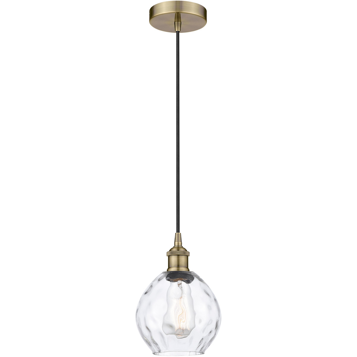 Edison Waverly LED 6 inch Antique Brass Mini Pendant Ceiling Light